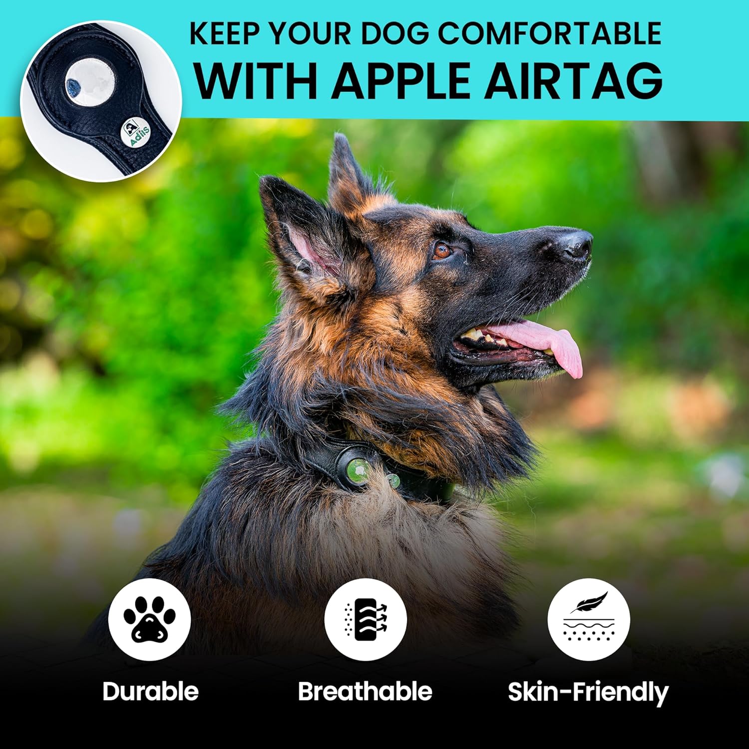 Adil’s AirTag Dog Collar – Genuine Leather with Secure Apple AirTag Holder