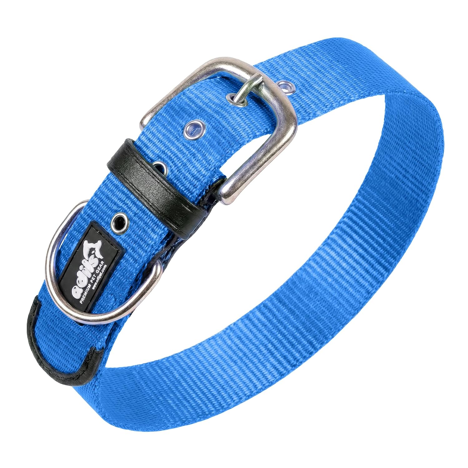 ADIL's Nylon Dog Collar – 1.5 Inch Wide Heavy-Duty Neckbelt with Metal Buckle D-Ring, Adjustable Safety Strap Small Medium Large Pets for Outdoor Walking Training