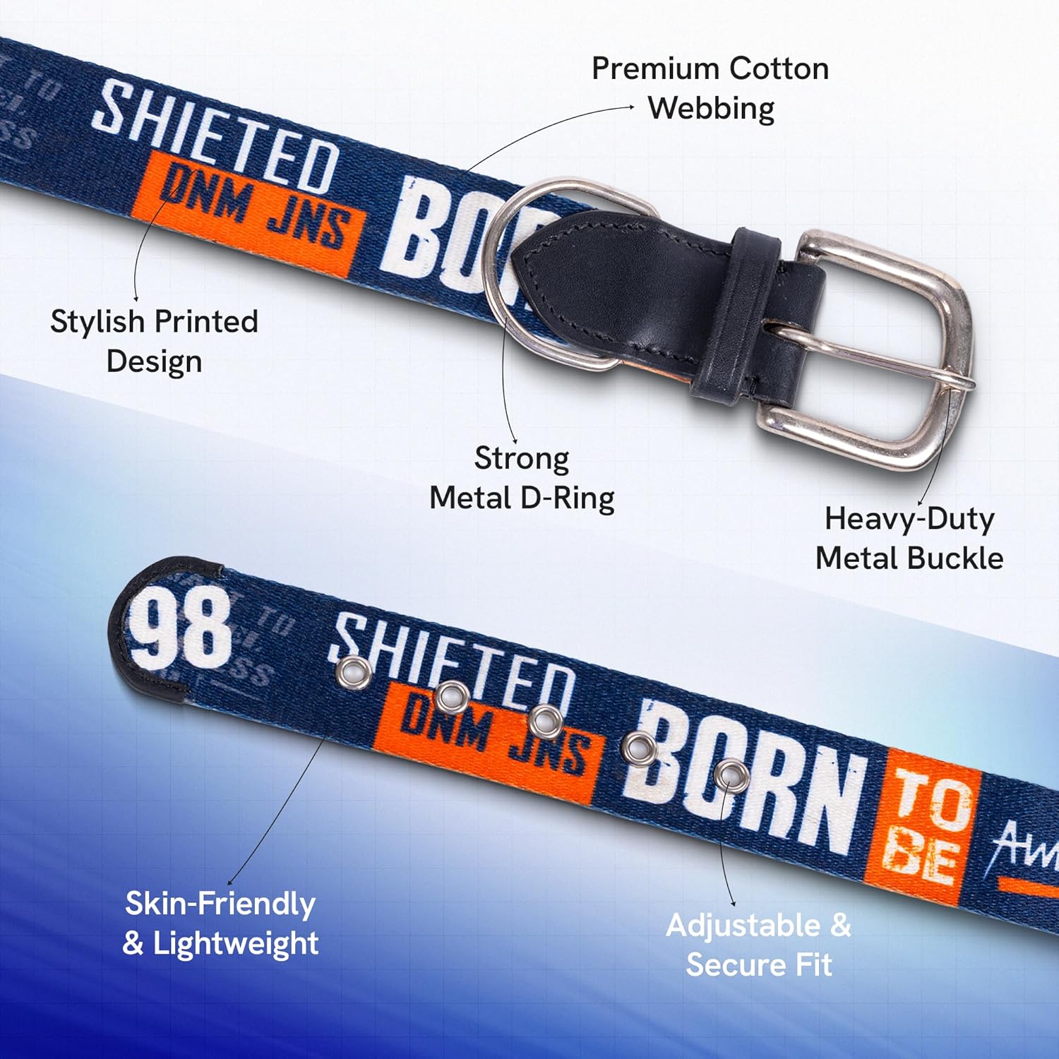 ADIL's Handcrafted Cotton Dog Collar – Premium Graffiti Printed Webbing Neckbelt with Heavy-Duty Metal Buckle & Strong D-Ring Adjustable Neckband for Small Medium Large Dogs