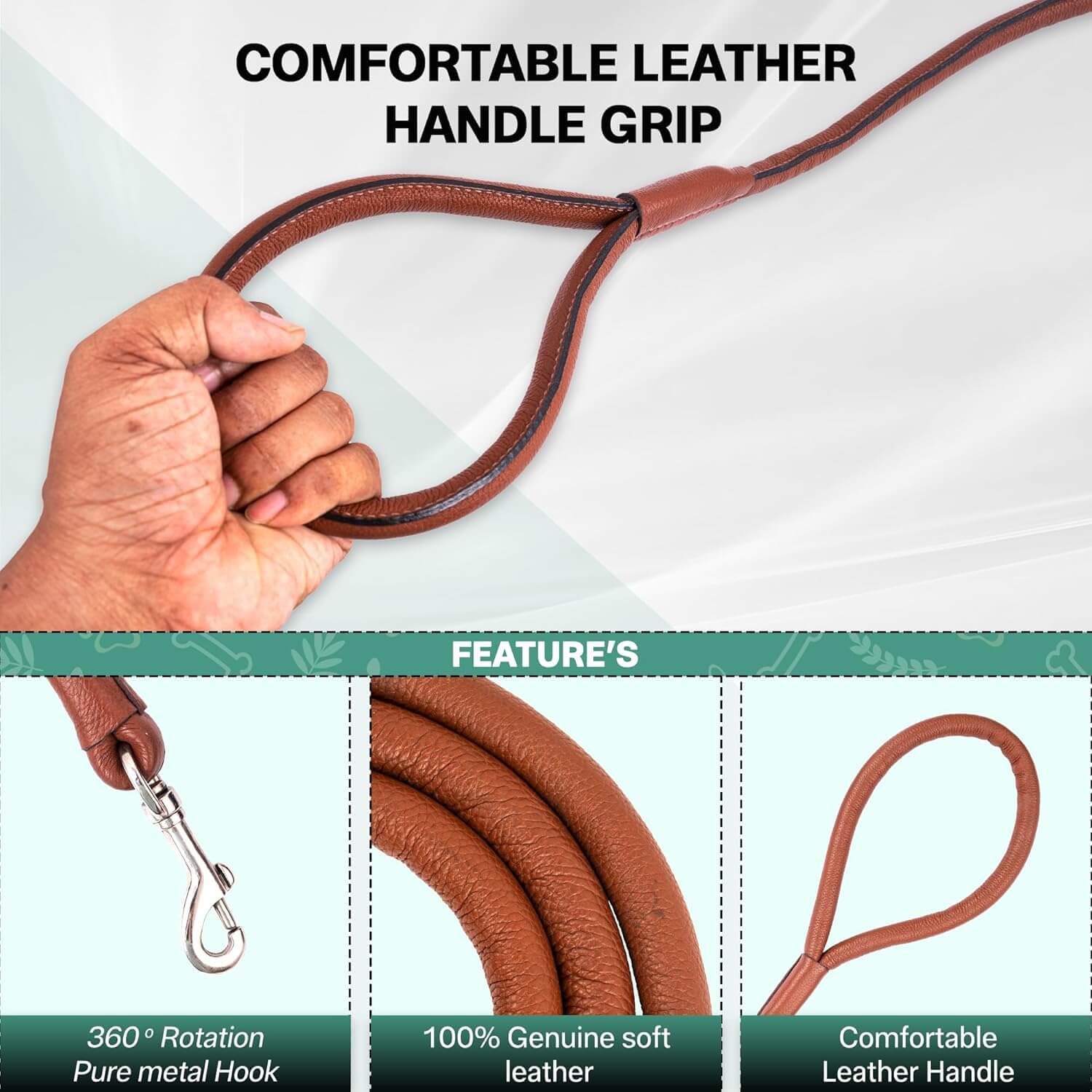 Adil’S Premium Rolled NDM Softy Leather Dog Leashes - 5 Feet Length