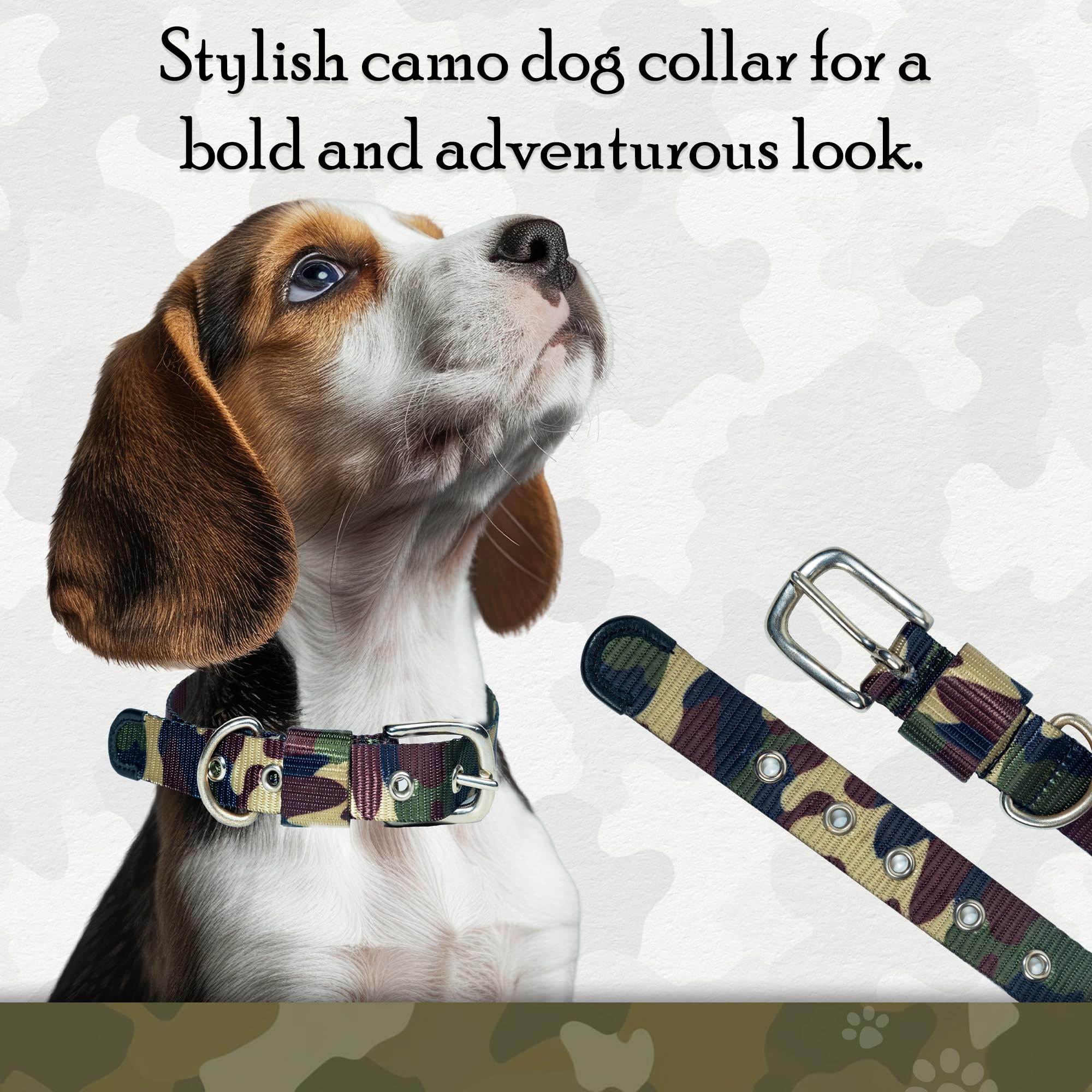Adil’S Adjustable Army Dog Collar - Heavy-Duty Military Print Comfortable Nylon Dog Collar with Metal Buckle for All Dog Sizes | Ideal for Adventure and Everyday Wear