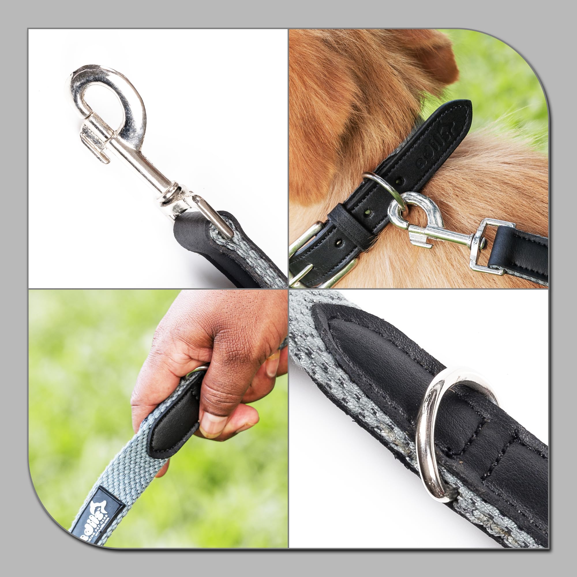 Adil’s 5FT Adjustable Cotton Dog Leash with Soft Leather Handle – Durable Long Lead with 360° Swivel Hook – Strong, Tangle-Free Leash for Walking & Training Small, Medium & Large Dogs