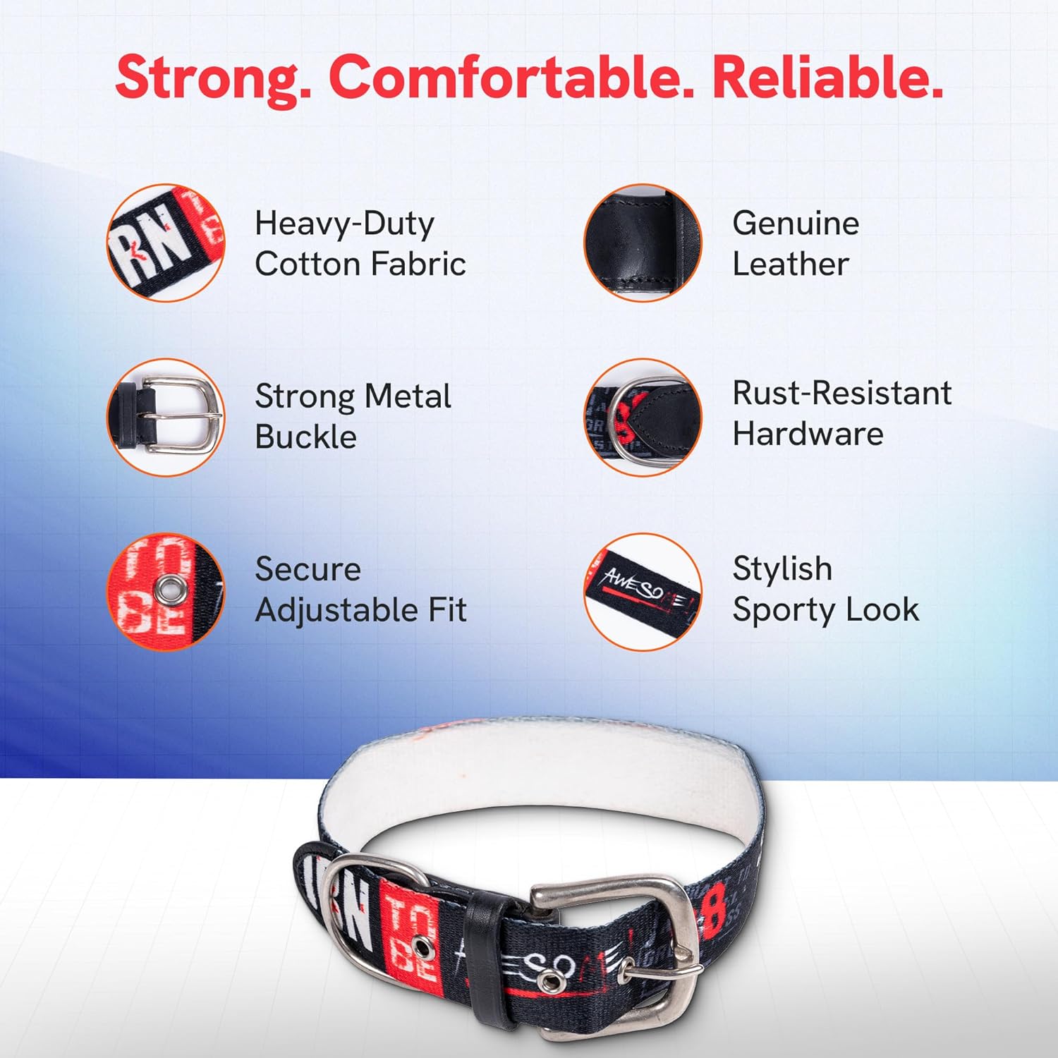ADIL's Handcrafted Cotton Dog Collar – Premium Graffiti Printed Webbing Neckbelt with Heavy-Duty Metal Buckle & Strong D-Ring Adjustable Neckband for Small Medium Large Dogs, 1.5 Inch (Black, S)
