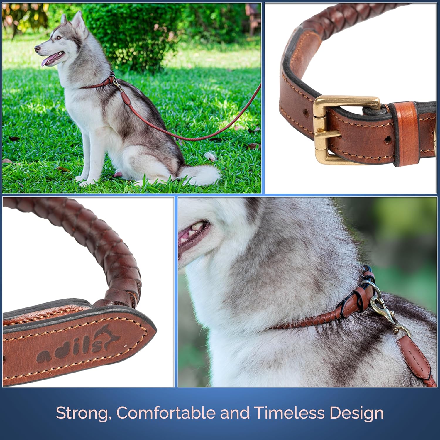 Braided Rolled Drum Dyed (DD) Leather Dog Collar