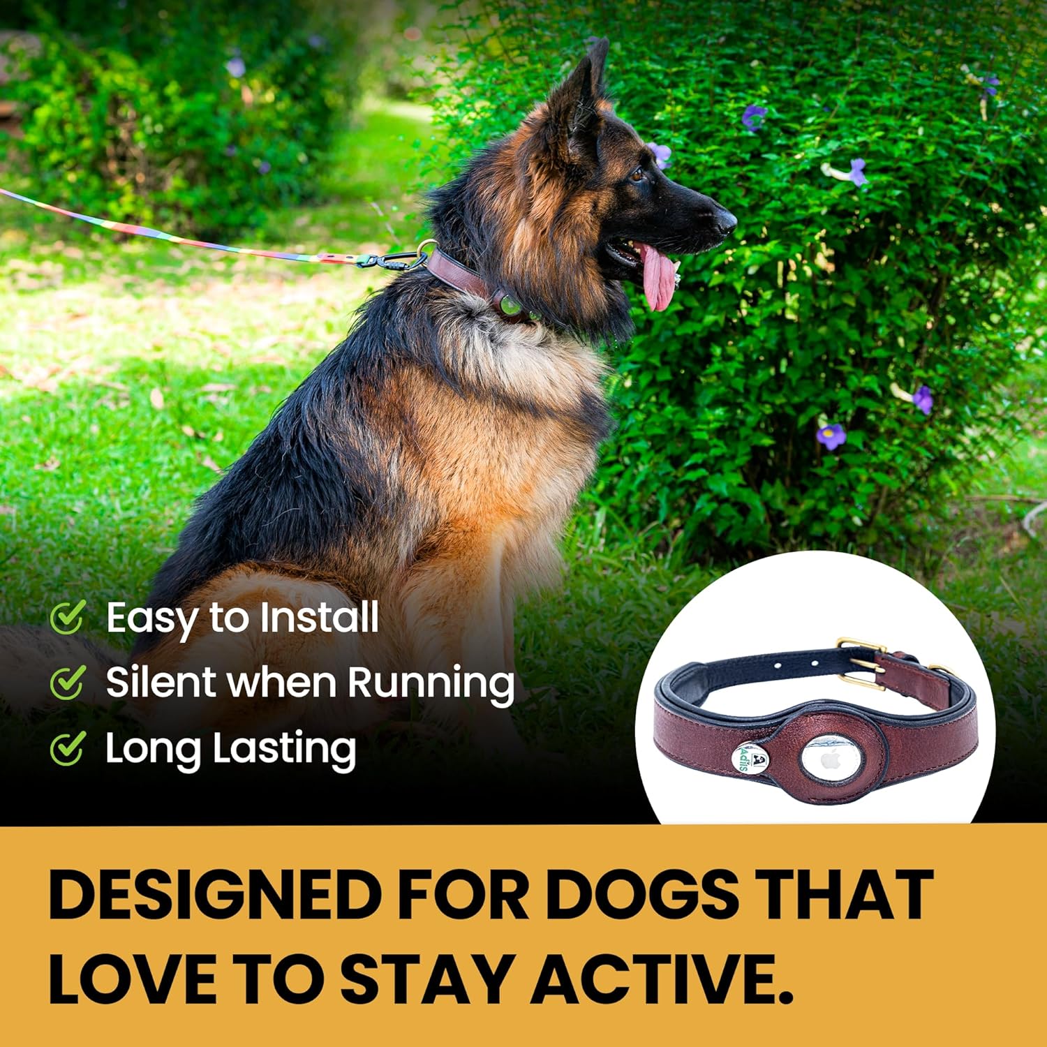Adil’s AirTag Dog Collar – Genuine Leather with Secure Apple AirTag Holder