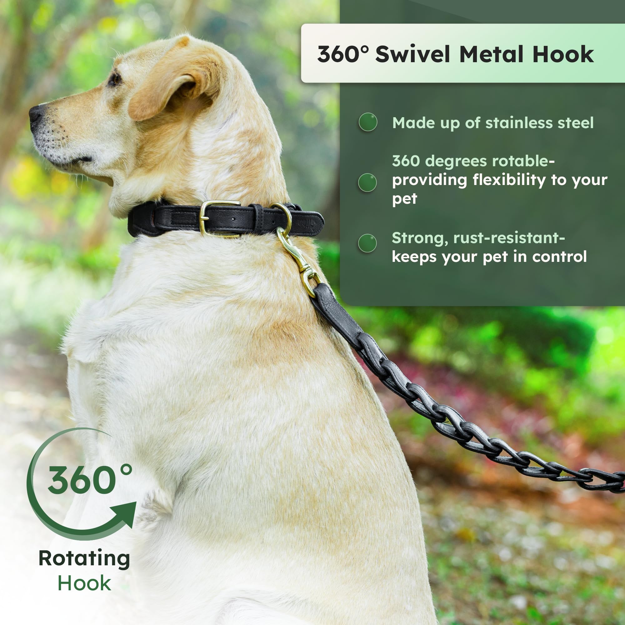 Adil's Premium Softy Leather Dog Leash 5ft Long 1 Inch Wide Braided Leash with Loop Handle 360° Golden Swivel Hook Strong D-Ring Durable Walking Training Lead for Small Medium Large Pets