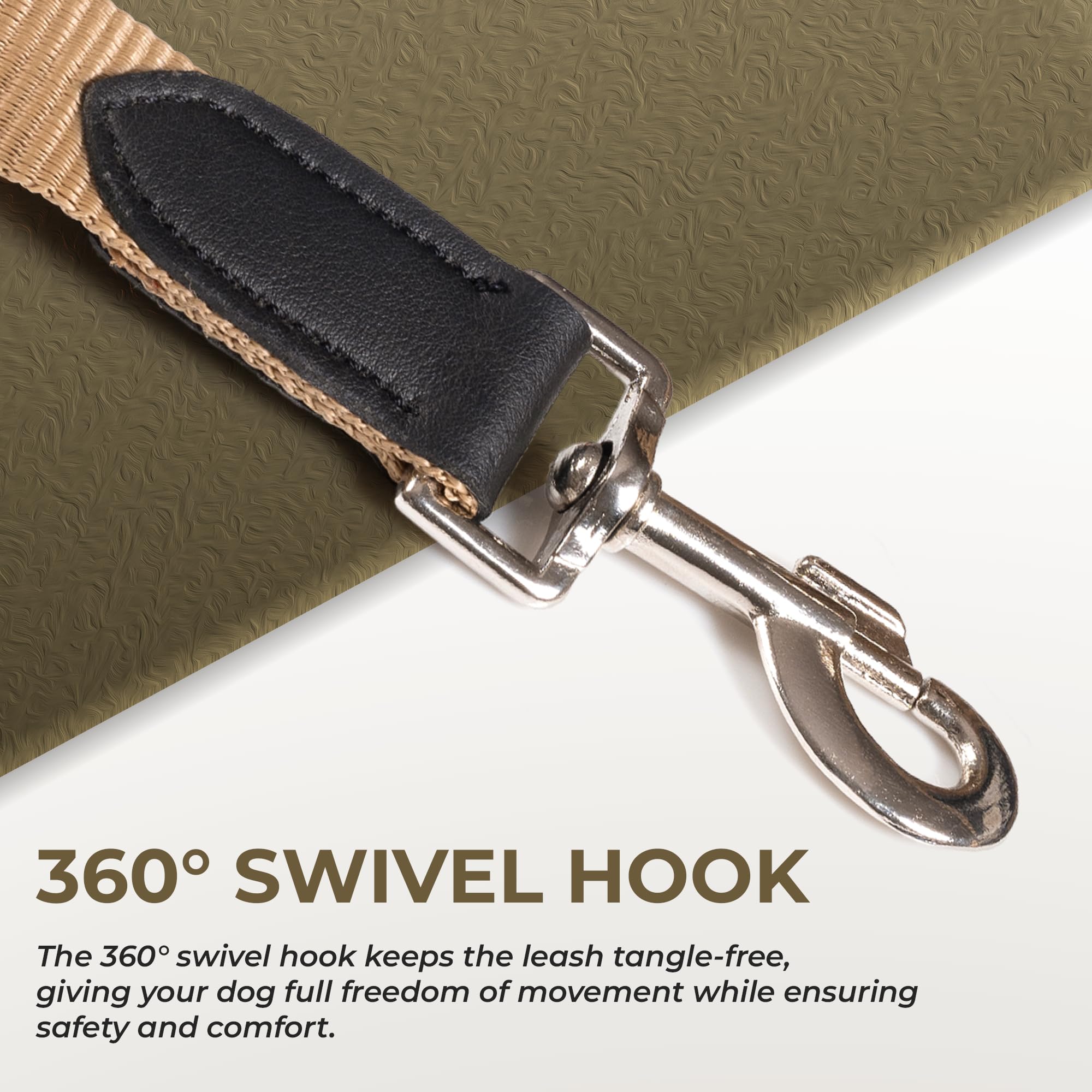 Adil’s 5FT Adjustable Nylon Dog Leash with Soft Leather Handle – Durable Long Lead with 360° Swivel Hook – Strong, Tangle-Free Leash for Walking & Training Small, Medium & Large Dogs
