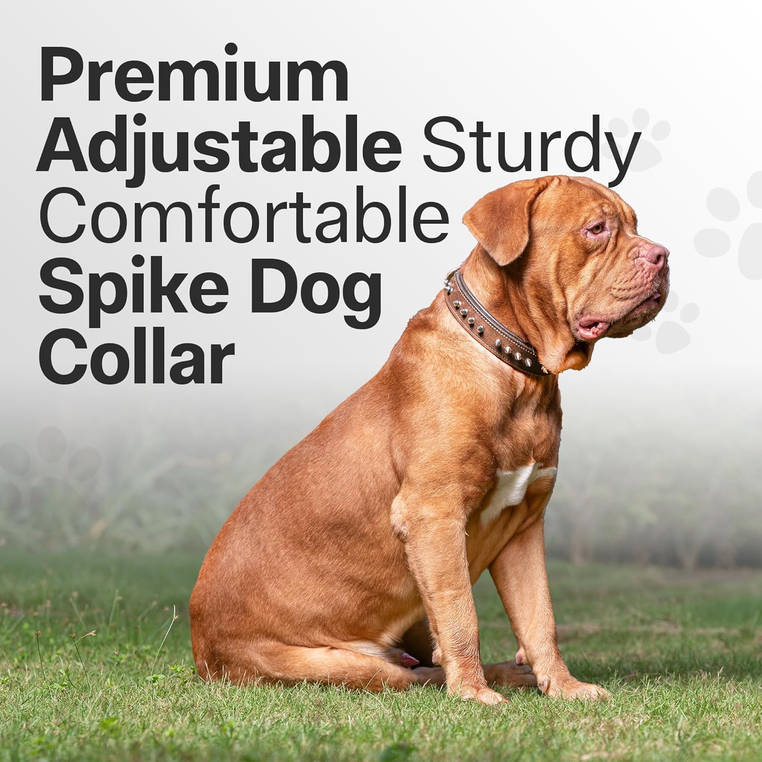 Adil’s Leather Dog Collar 32mm with Spike, Adjustable Metal Buckle Studded Collars for Small, Medium, & Large Dog with D Ring, Width (1”,1.5”,1.25”) Size (14 to 28 in)