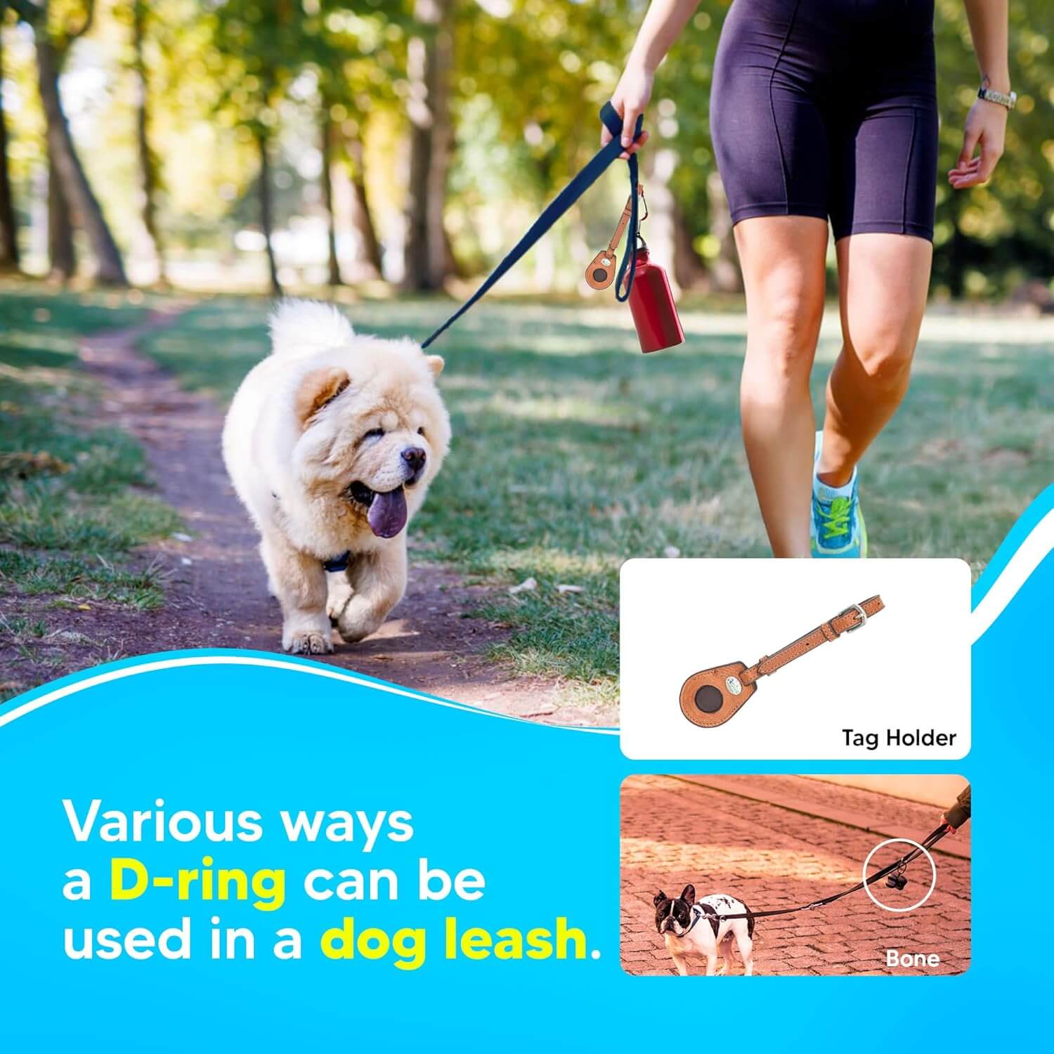 Adil’s Biothane Dog Leash - Waterproof Leashes for Dogs, Metal Hook, Adjustable 5ft Length Suitable for Dogs & Puppies, Ideal for Walking, Running & Training