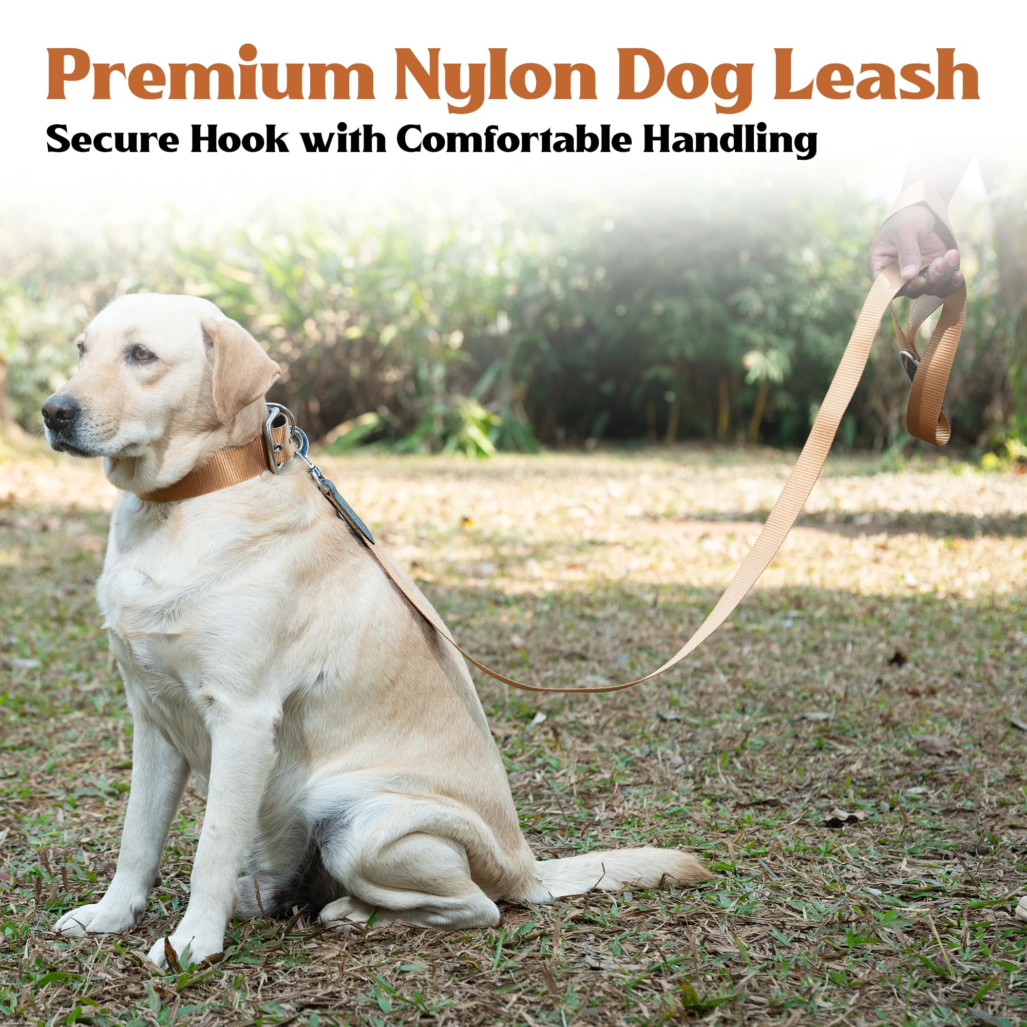 ADIL's Nylon Dog Leash, Heavy Duty Walking Lead with 360° Swivel Metal Hook 1.5 Inch Wide Durable Training Cord with Comfortable Loop Handle for Medium Large Dogs