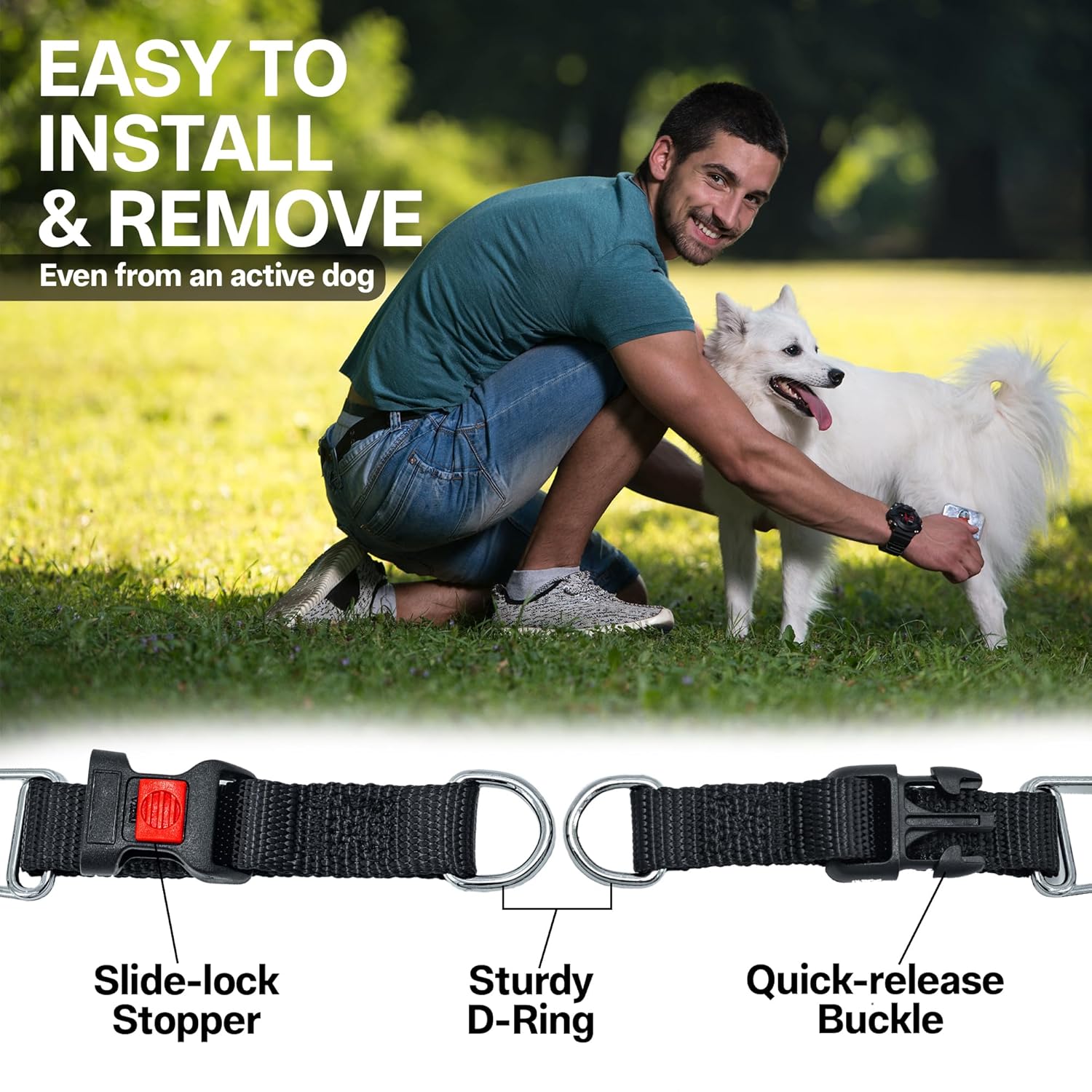 ADIL'S Prong Dog Collar with Protective Black End Plastic Caps - Adjustable Choke Collar with Quick-Release Buckle