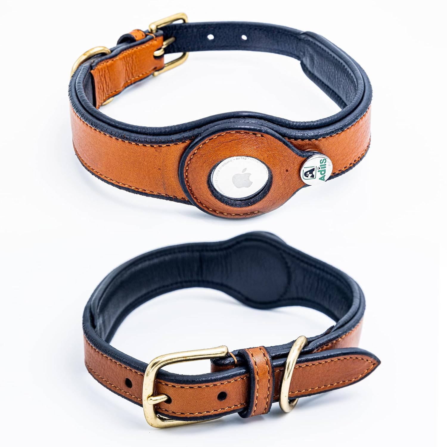 Adil’s AirTag Dog Collar – Genuine Leather with Secure Apple AirTag Holder