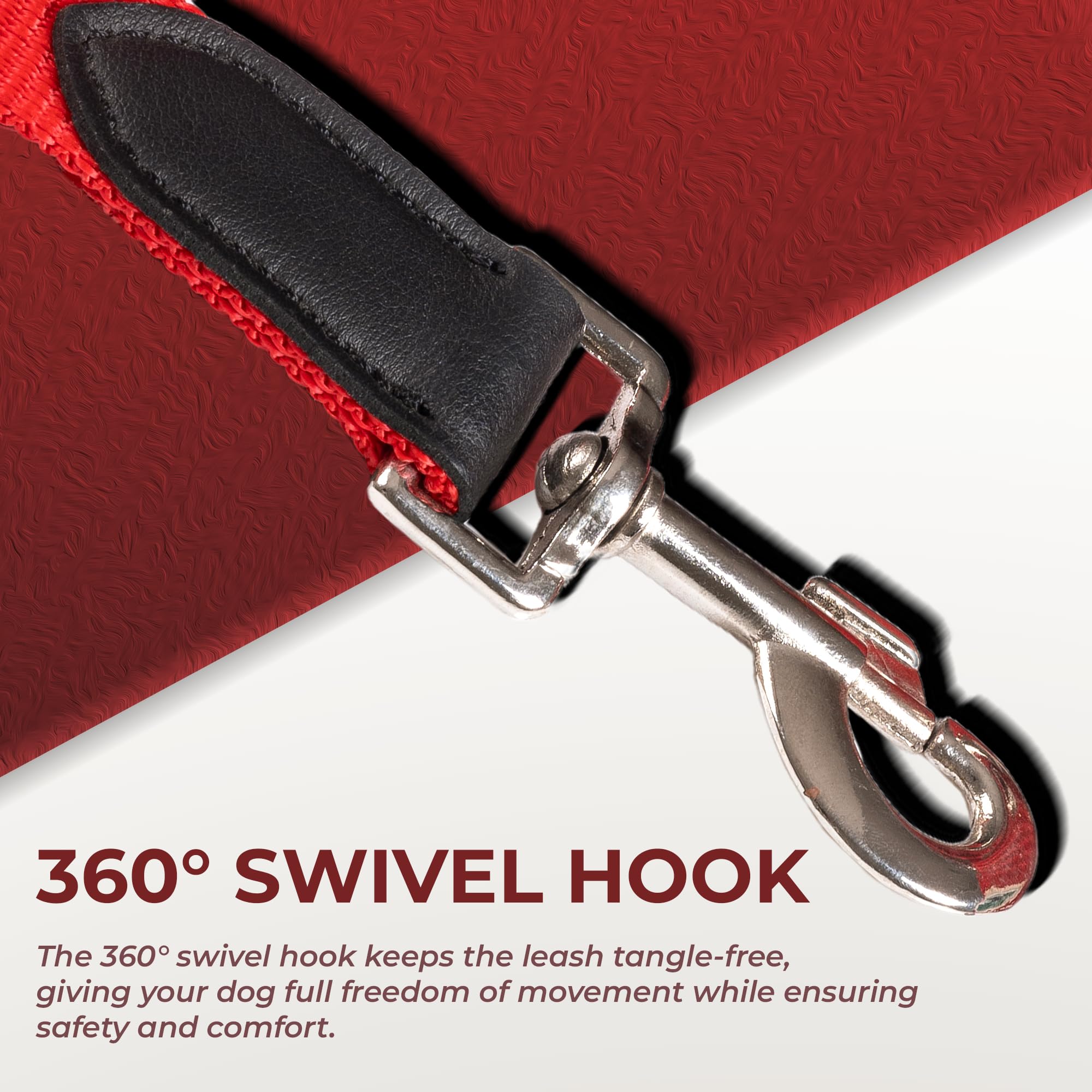 Adil’s 5FT Adjustable Nylon Dog Leash with Soft Leather Handle – Durable Long Lead with 360° Swivel Hook – Strong, Tangle-Free Leash for Walking & Training Small, Medium & Large Dogs