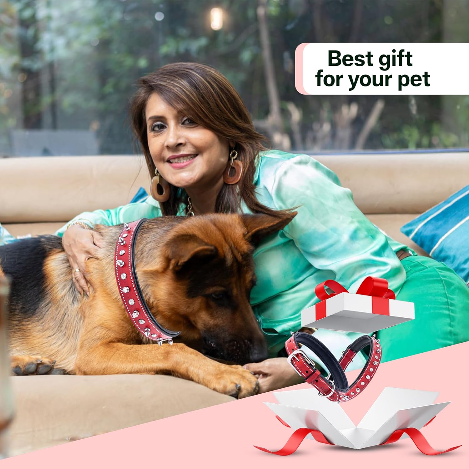 Adil’S Leather Spike Studded Dog Collar – Adjustable Pet Collar for Small, Medium, Large Dogs Durable & Stylish for Pitbulls, Bulldogs, Mastiffs & Guard Dogs