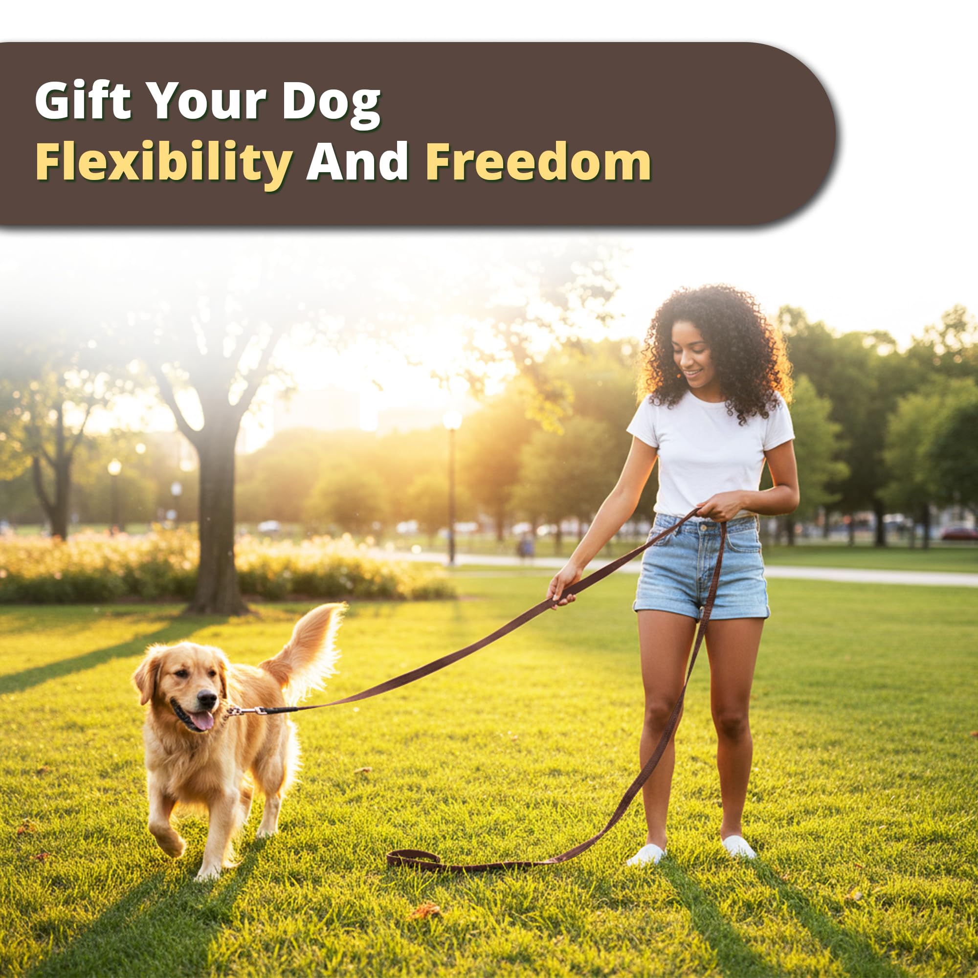 Adil’s 10FT Adjustable Dog Leash Features a Soft Leather Handle, Strong Nylon, and a 360° Swivel Hook—Durable, Comfy, and Ideal for Small to Large Dogs.