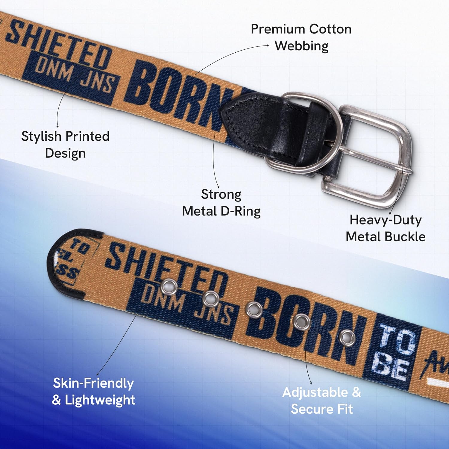 ADIL's Handcrafted Cotton Dog Collar – Premium Graffiti Printed Webbing Neckbelt with Heavy-Duty Metal Buckle & Strong D-Ring Adjustable Neckband for Small Medium Large Dogs