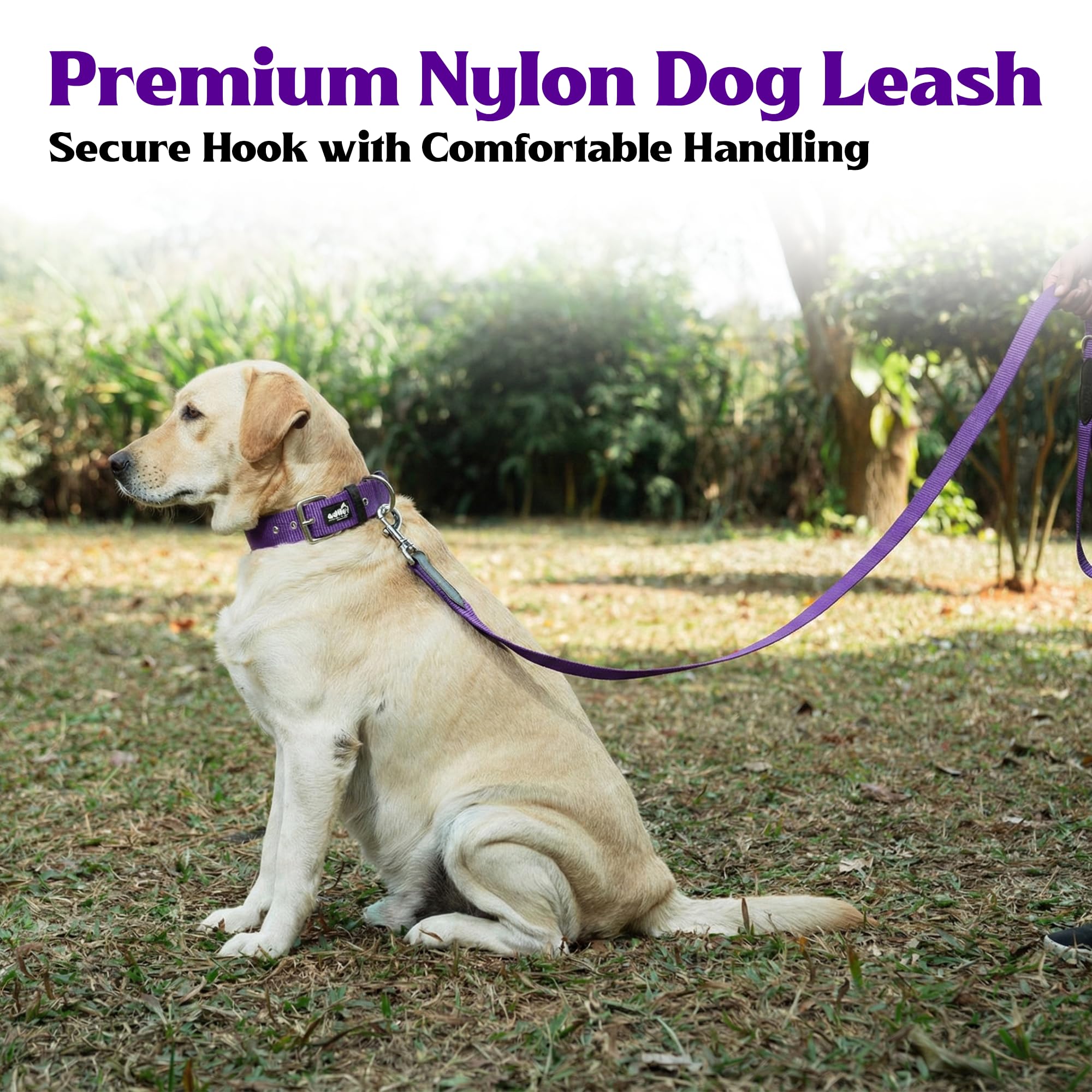 ADIL's Nylon Dog Leash, Heavy Duty Walking Lead with 360° Swivel Metal Hook 1.5 Inch Wide Durable Training Cord with Comfortable Loop Handle for Medium Large Dogs