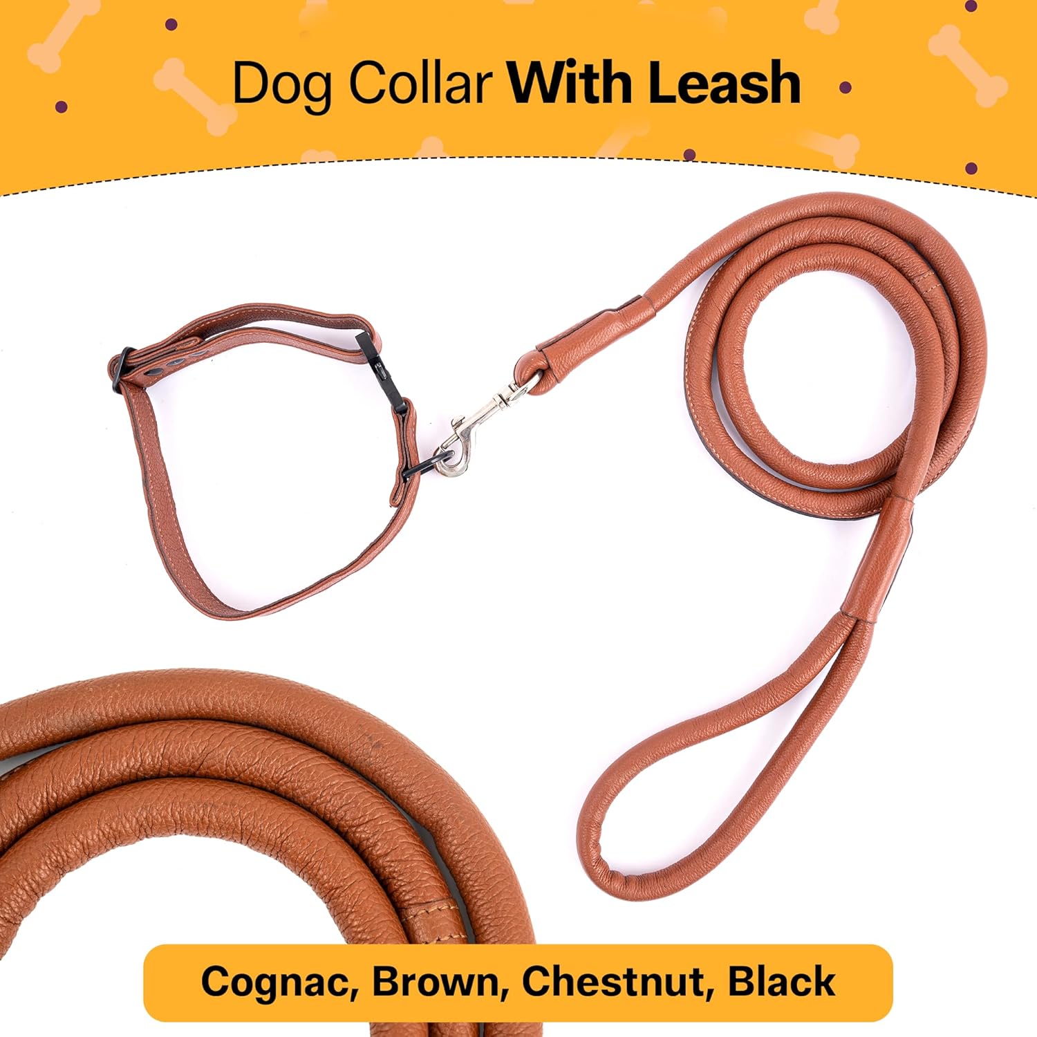Adil's Softy Leather Dog Collar & Leash Set