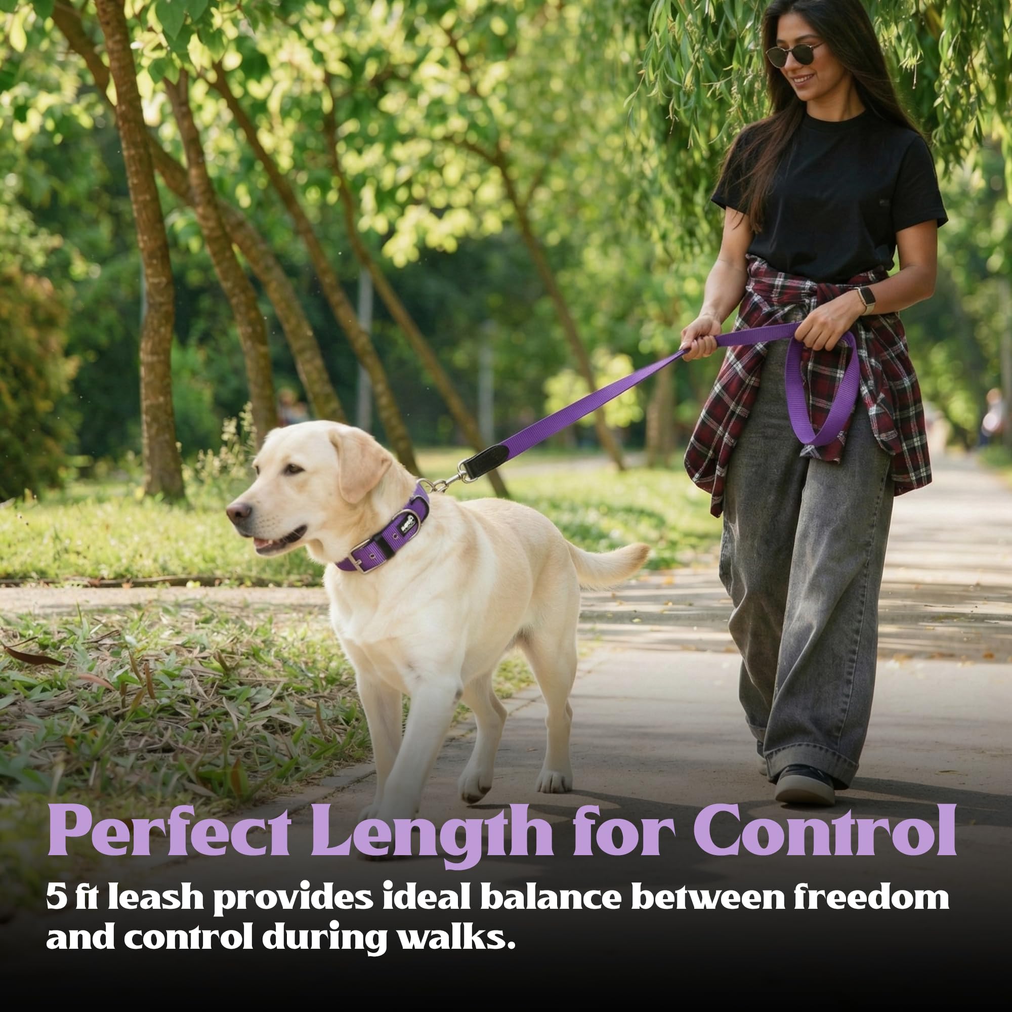 ADIL's Nylon Dog Leash, Heavy Duty Walking Lead with 360° Swivel Metal Hook 1.5 Inch Wide Durable Training Cord with Comfortable Loop Handle for Medium Large Dogs