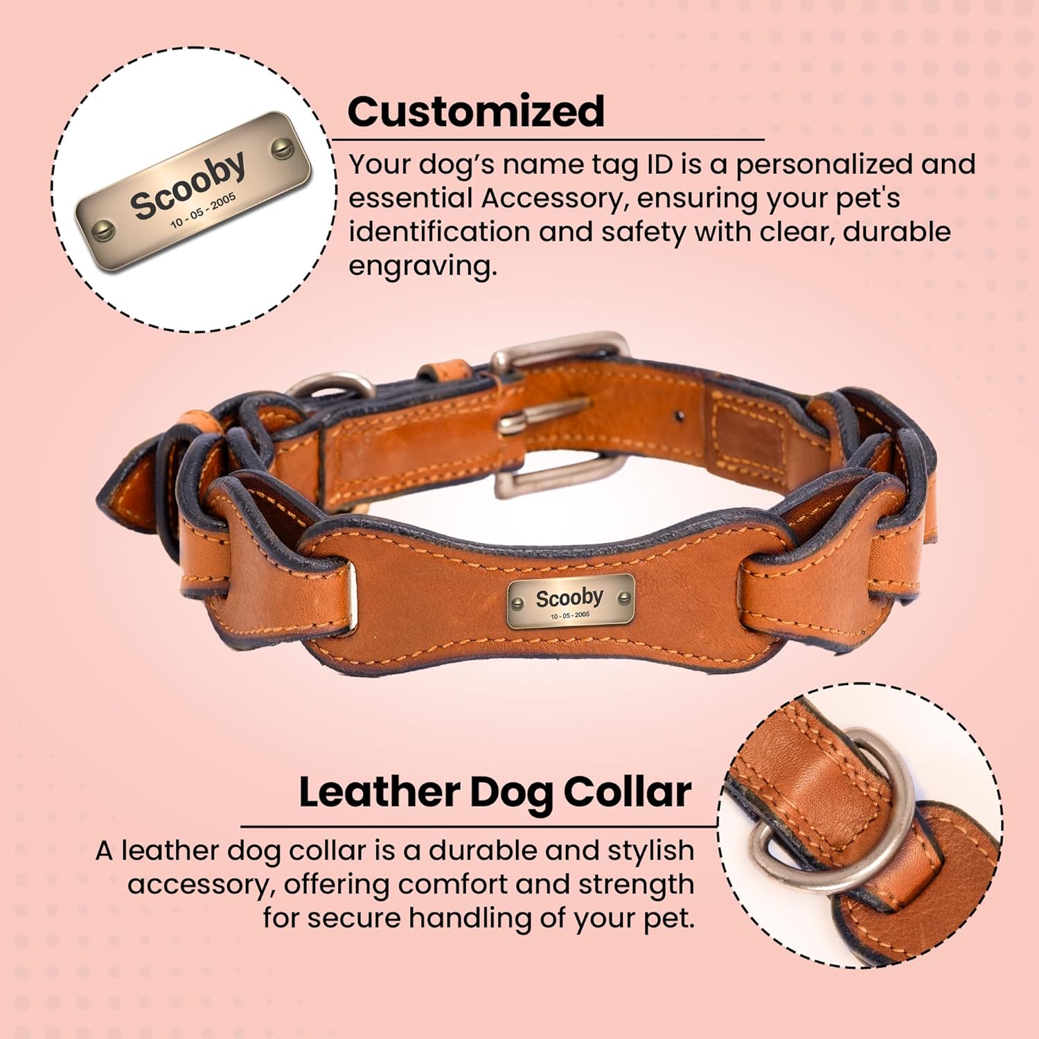Adil's Leather Personalized Dog Collar (Softy Leather) – 1.5 Inch Wide