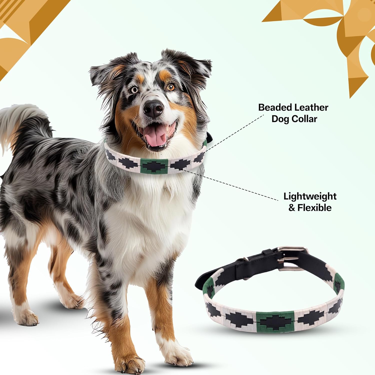 ADIL'S Polo Dog Collar,1 Inch Width Handcrafted by Artisans|Leather Dog Collar with Strong Metal Buckle & D-Ring for Small, Medium & Large Dogs