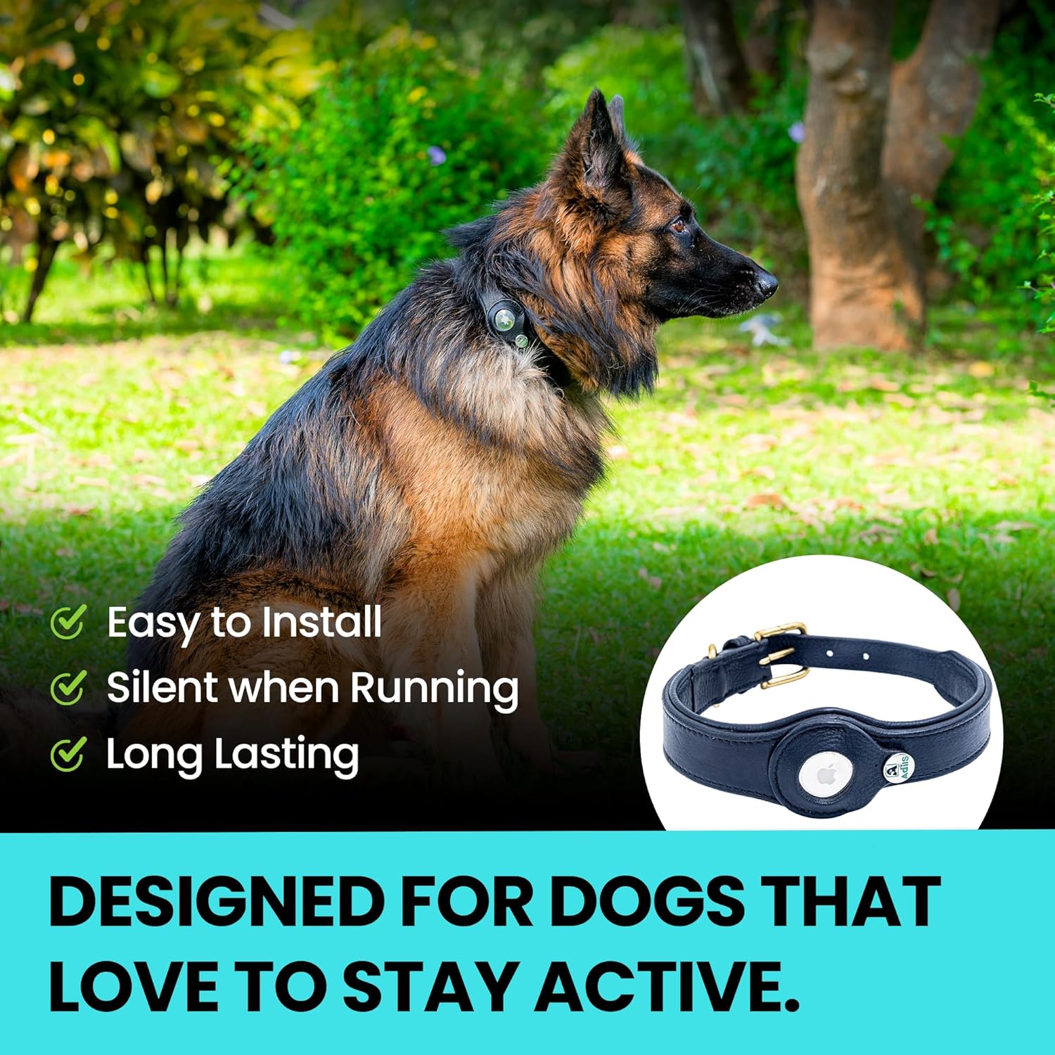 Adil’s AirTag Dog Collar – Genuine Leather with Secure Apple AirTag Holder