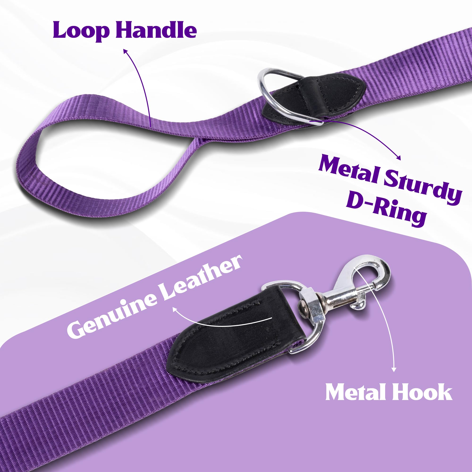 ADIL's Nylon Dog Leash, Heavy Duty Walking Lead with 360° Swivel Metal Hook 1.5 Inch Wide Durable Training Cord with Comfortable Loop Handle for Medium Large Dogs