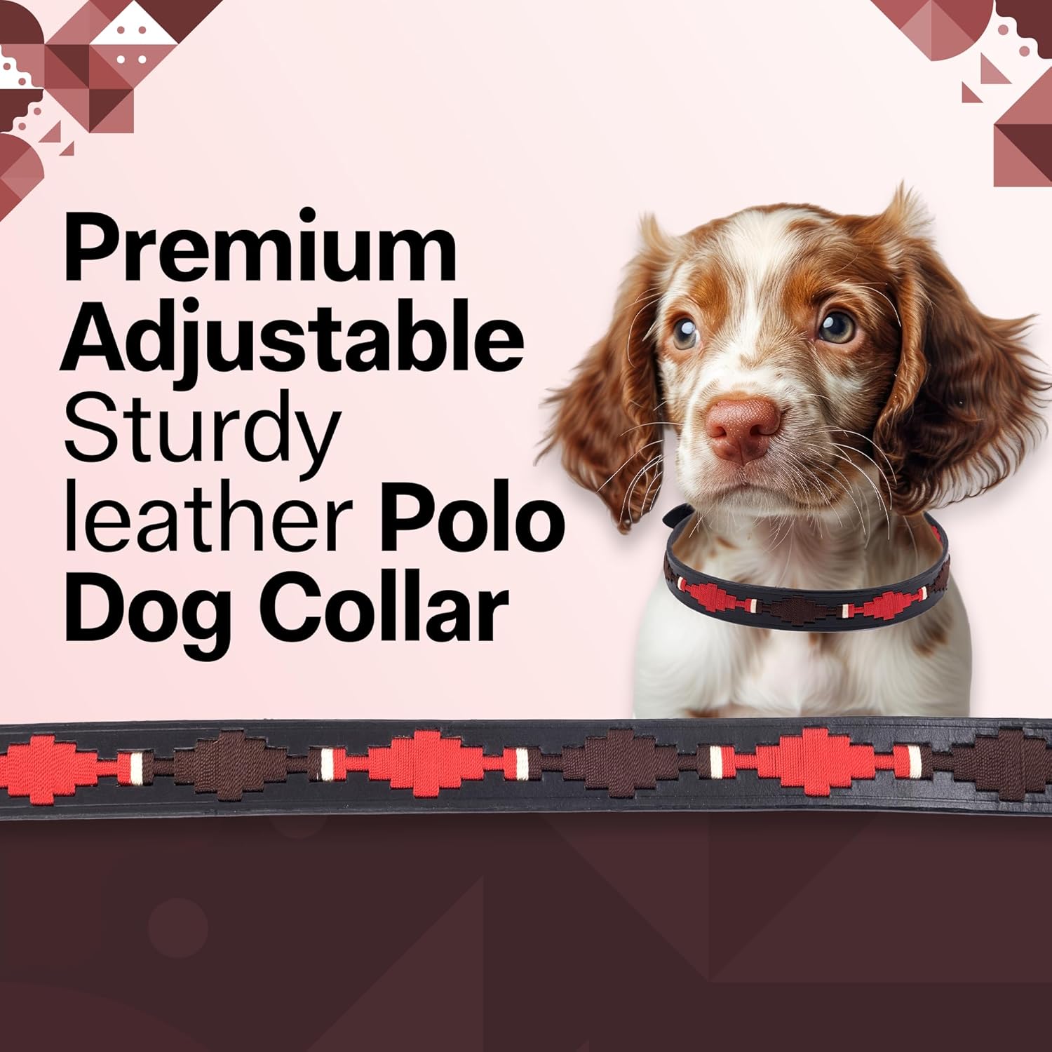 ADIL'S Polo Dog Collar,1 Inch Width Handcrafted by Artisans|Leather Dog Collar with Strong Metal Buckle & D-Ring for Small, Medium & Large Dogs