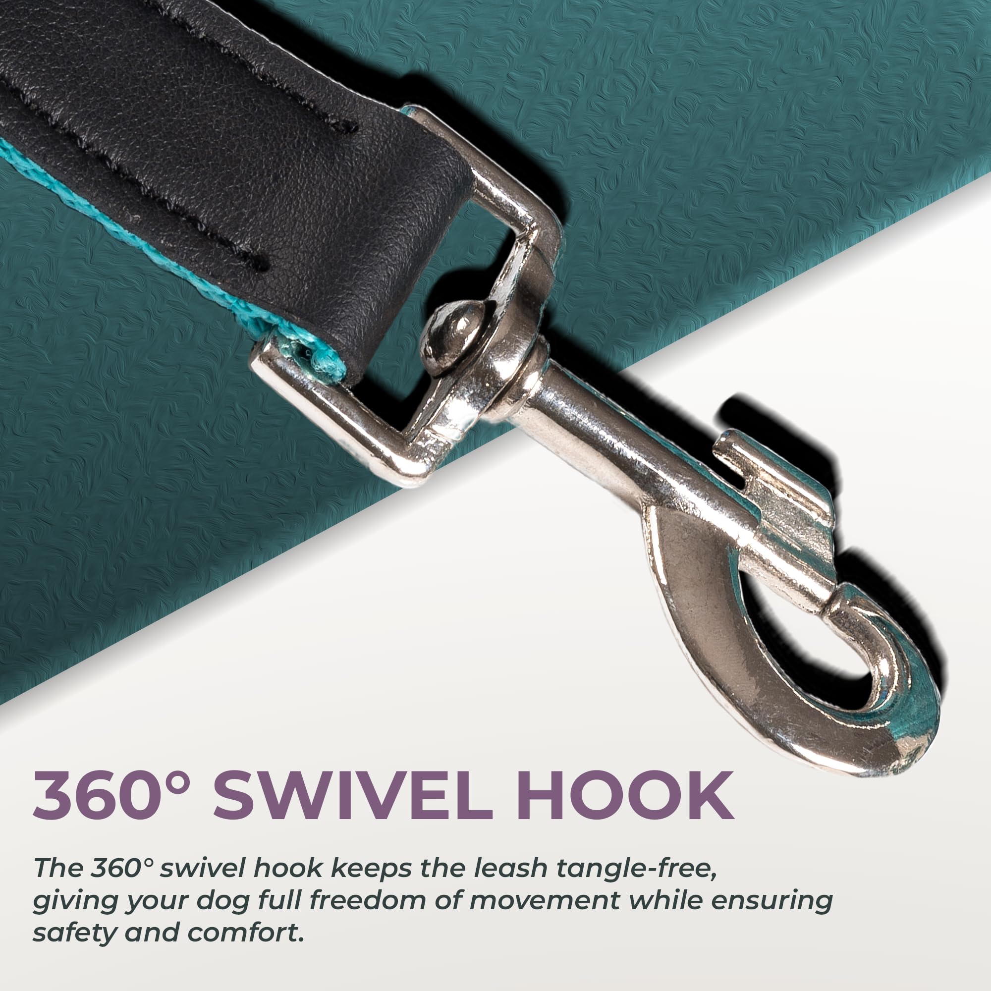Adil’s 5FT Adjustable Nylon Dog Leash with Soft Leather Handle – Durable Long Lead with 360° Swivel Hook – Strong, Tangle-Free Leash for Walking & Training Small, Medium & Large Dogs