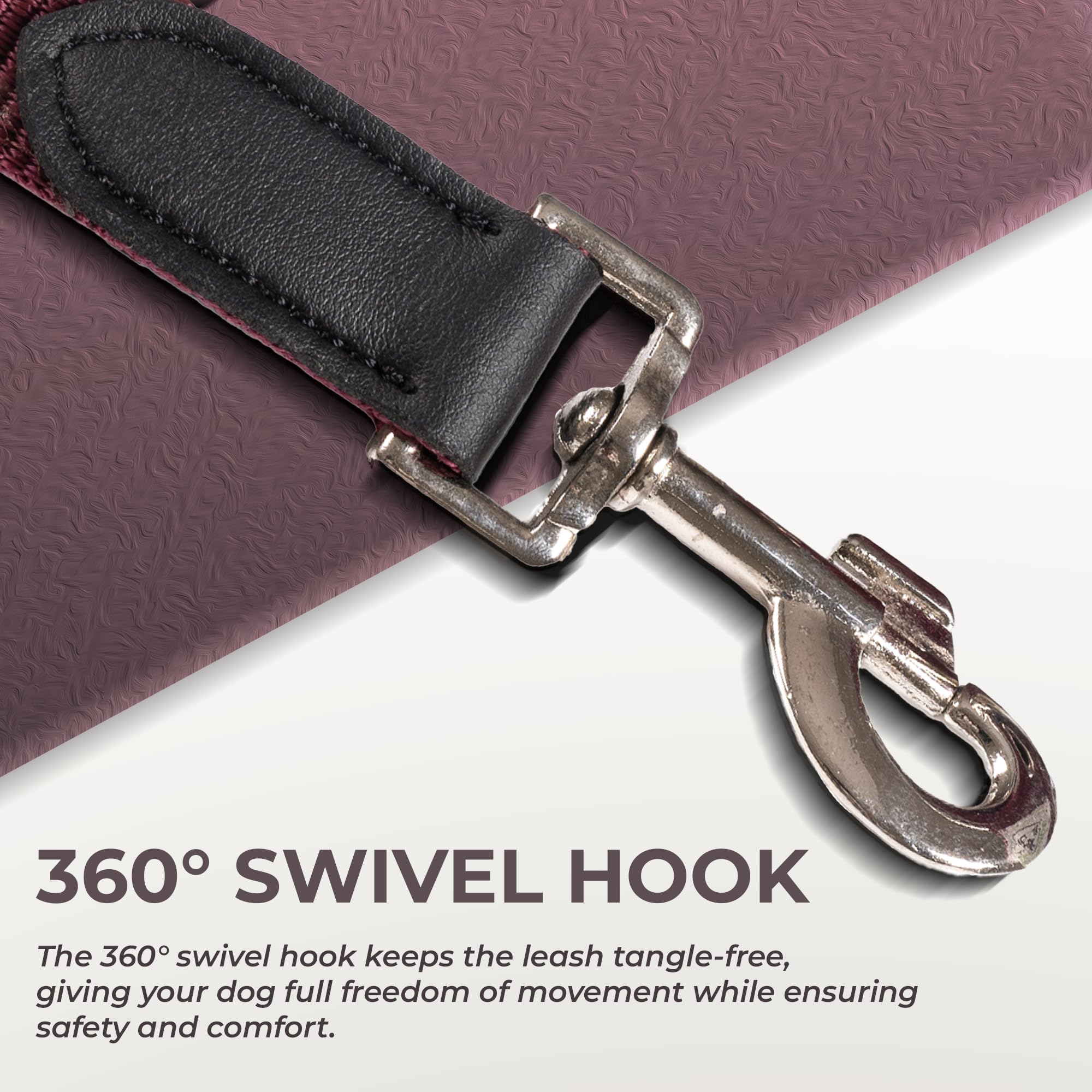 Adil’s 5FT Adjustable Nylon Dog Leash with Soft Leather Handle – Durable Long Lead with 360° Swivel Hook – Strong, Tangle-Free Leash for Walking & Training Small, Medium & Large Dogs