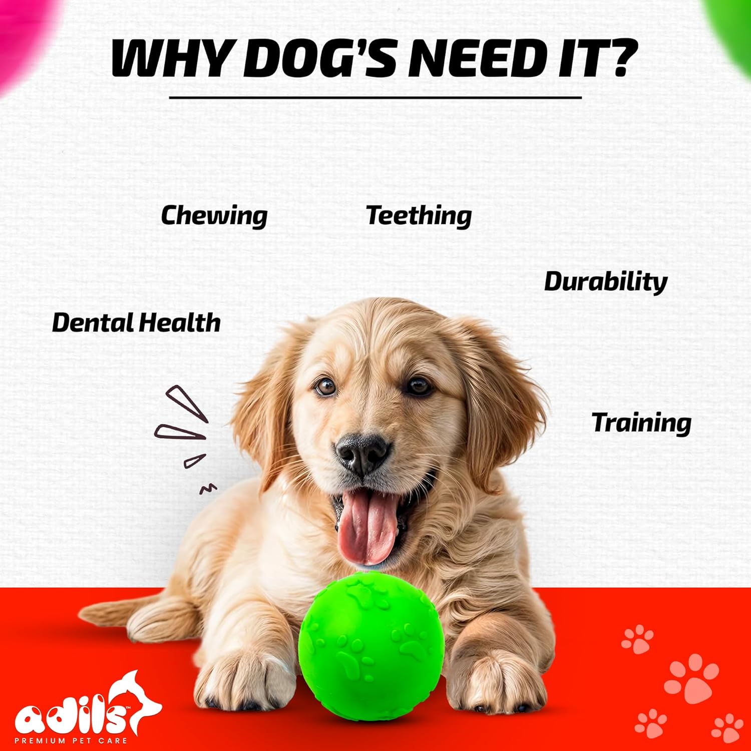 ADIL'S Natural Latex Dog Chews Ball Toy for Small to Medium Dogs & Puppies