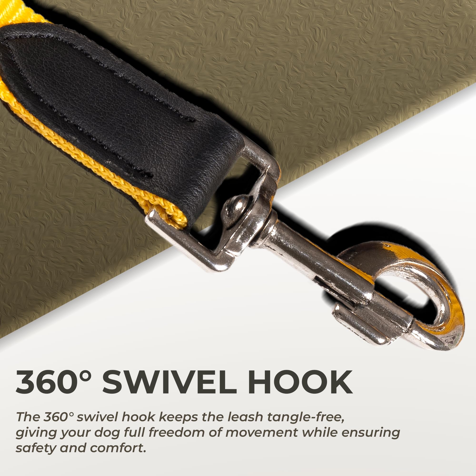 Adil’s 5FT Adjustable Nylon Dog Leash with Soft Leather Handle – Durable Long Lead with 360° Swivel Hook – Strong, Tangle-Free Leash for Walking & Training Small, Medium & Large Dogs