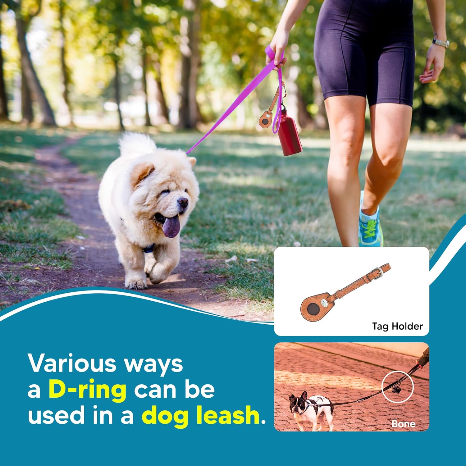 Adil’s Biothane Dog Leash - Waterproof Leashes for Dogs, Metal Hook, Adjustable 5ft Length Suitable for Dogs & Puppies, Ideal for Walking, Running & Training