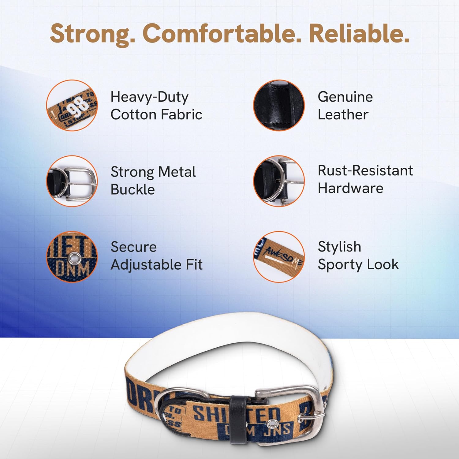 ADIL's Handcrafted Cotton Dog Collar – Premium Graffiti Printed Webbing Neckbelt with Heavy-Duty Metal Buckle & Strong D-Ring Adjustable Neckband for Small Medium Large Dogs