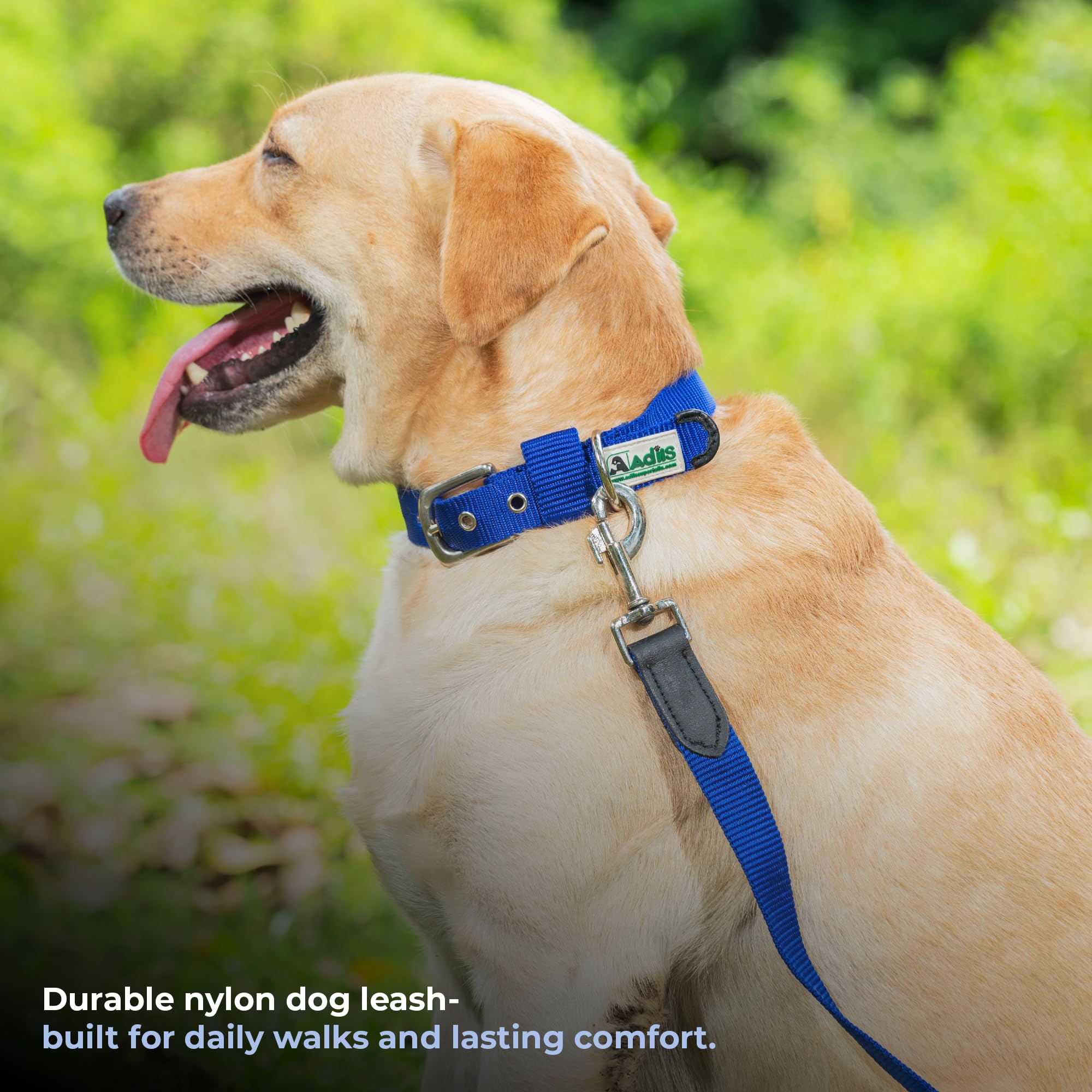Adil’s 5FT Adjustable Nylon Dog Leash with Soft Leather Handle – Durable Long Lead with 360° Swivel Hook – Strong, Tangle-Free Leash for Walking & Training Small, Medium & Large Dogs