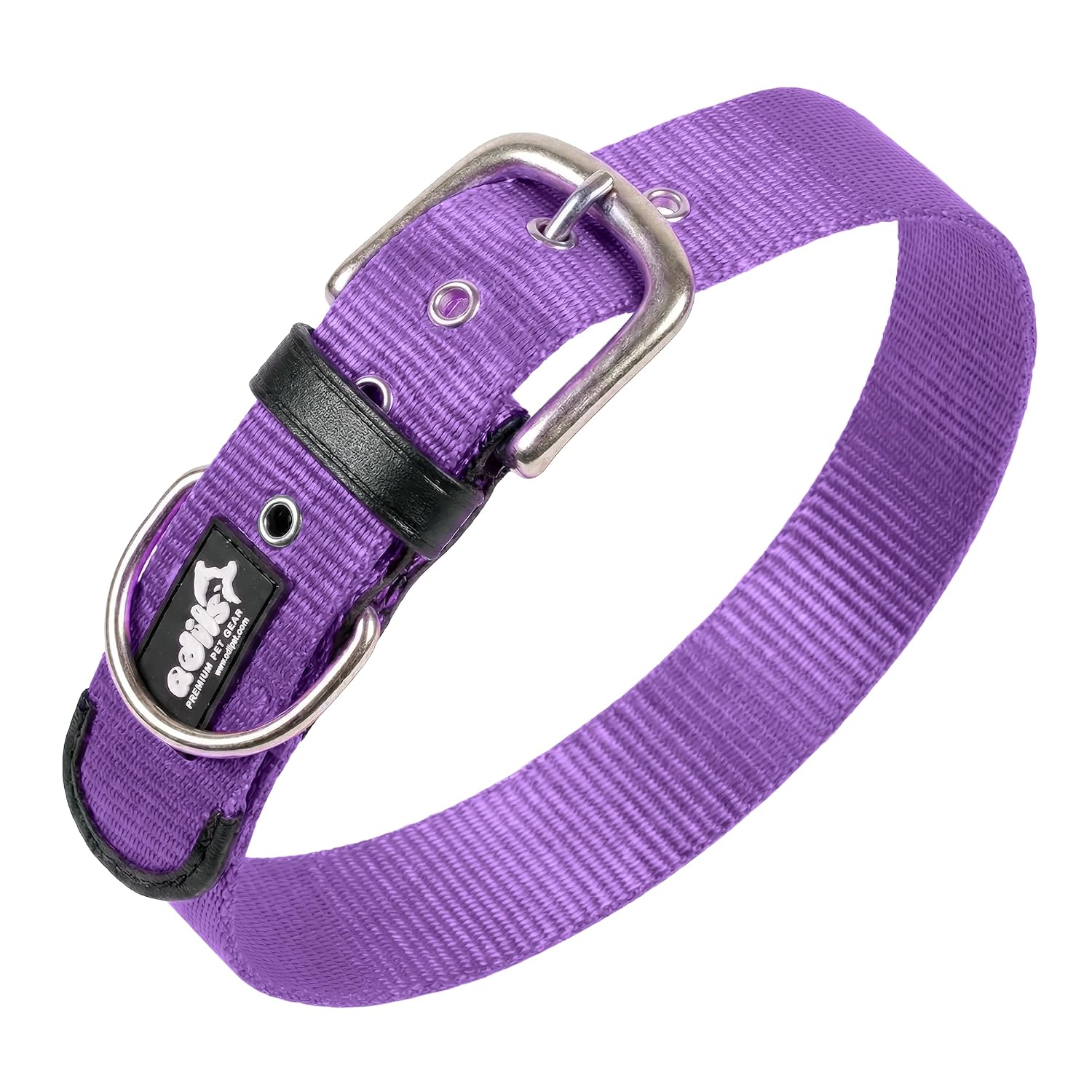 ADIL's Nylon Dog Collar – 1.5 Inch Wide Heavy-Duty Neckbelt with Metal Buckle D-Ring, Adjustable Safety Strap Small Medium Large Pets for Outdoor Walking Training