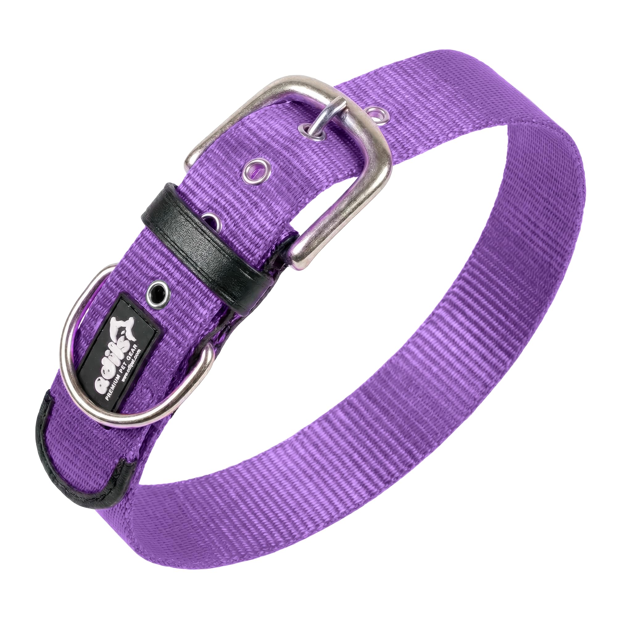 ADIL's Nylon Dog Collar – 1.5 Inch Wide Heavy-Duty Neckbelt with Metal Buckle D-Ring, Adjustable Safety Strap Small Medium Large Pets for Outdoor Walking Training (Beige, S)