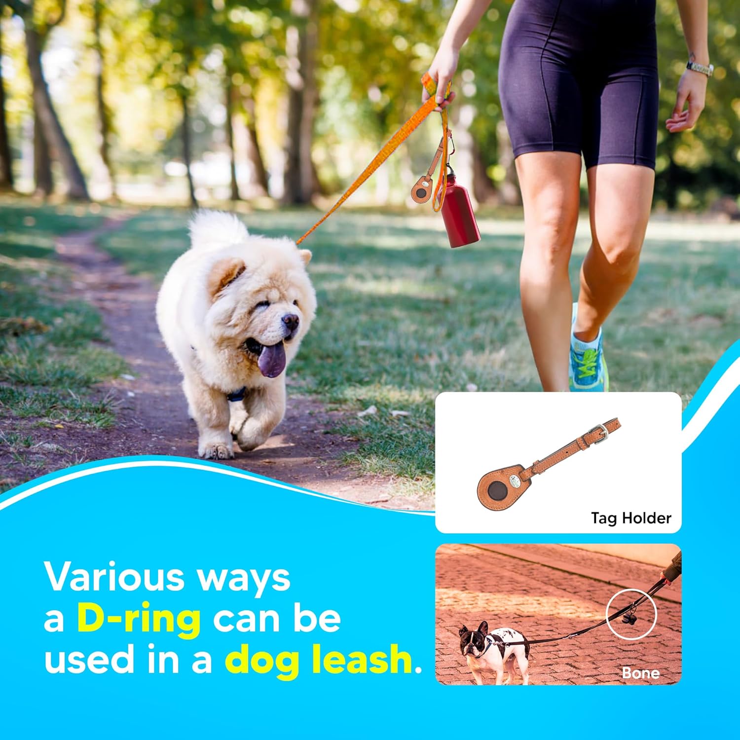Adil’s Biothane Dog Leash - Waterproof Leashes for Dogs, Metal Hook, Adjustable 5ft Length Suitable for Dogs & Puppies, Ideal for Walking, Running & Training