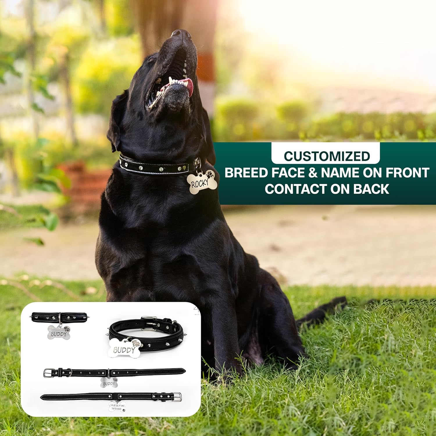 Adil’S Customized Pet ID Tag Name 1 mm Thick, Collar Tag for Pets, Dogs, Cats, Puppy – Personalized Stainless Steel Pet ID Tag Engraved Name Locket (2.5inch * 1.5inch)