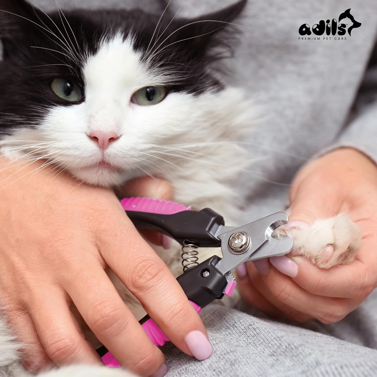 Adil’s Dog Nail Clipper - Pet Nail Trimmer with Safety Guard - Nail Cutter for Dogs & Cats, Stainless Steel Blades, Non-Slip Rubber Handle Grooming Tool for Pets