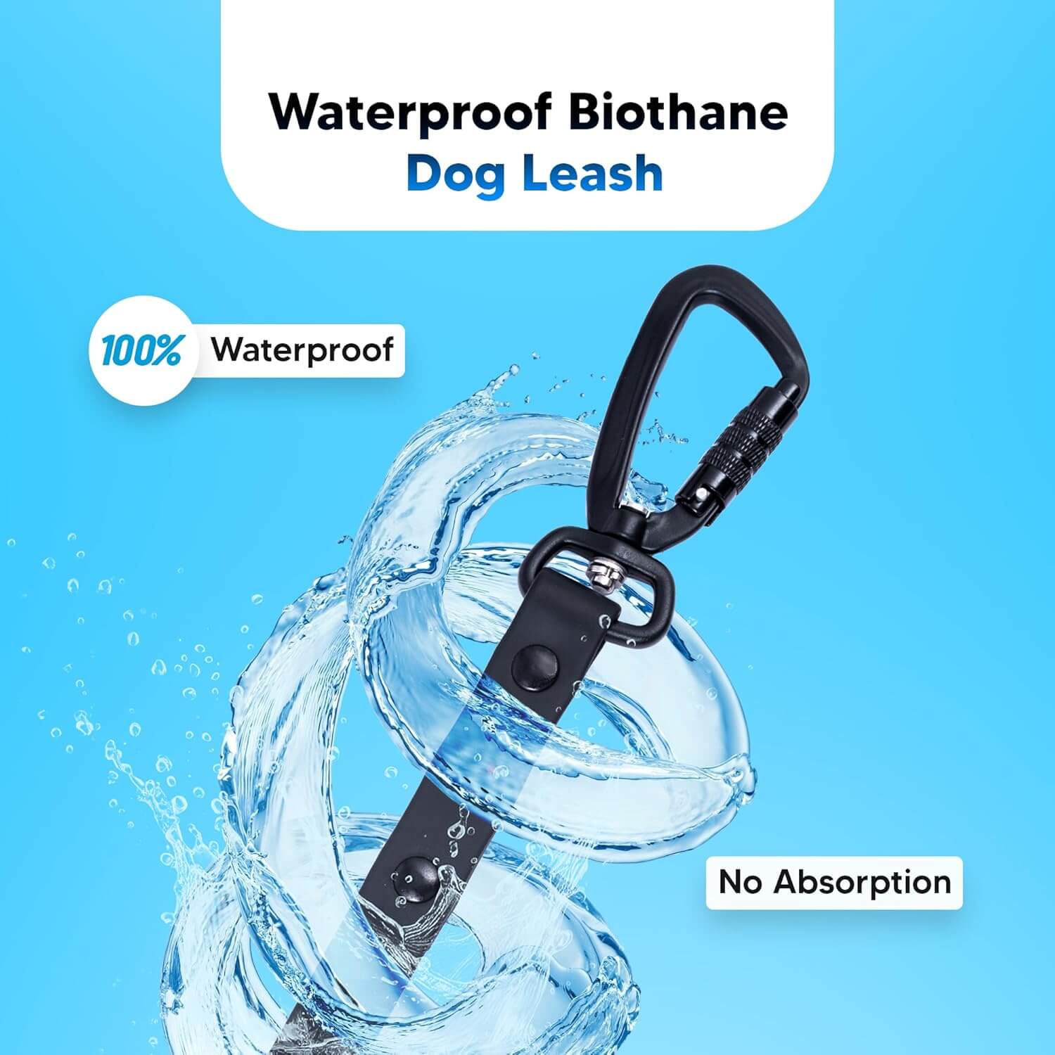 Adil’s Biothane Dog Leash - Waterproof Leashes for Dogs, Metal Hook, Adjustable 5ft Length Suitable for Dogs & Puppies, Ideal for Walking, Running & Training