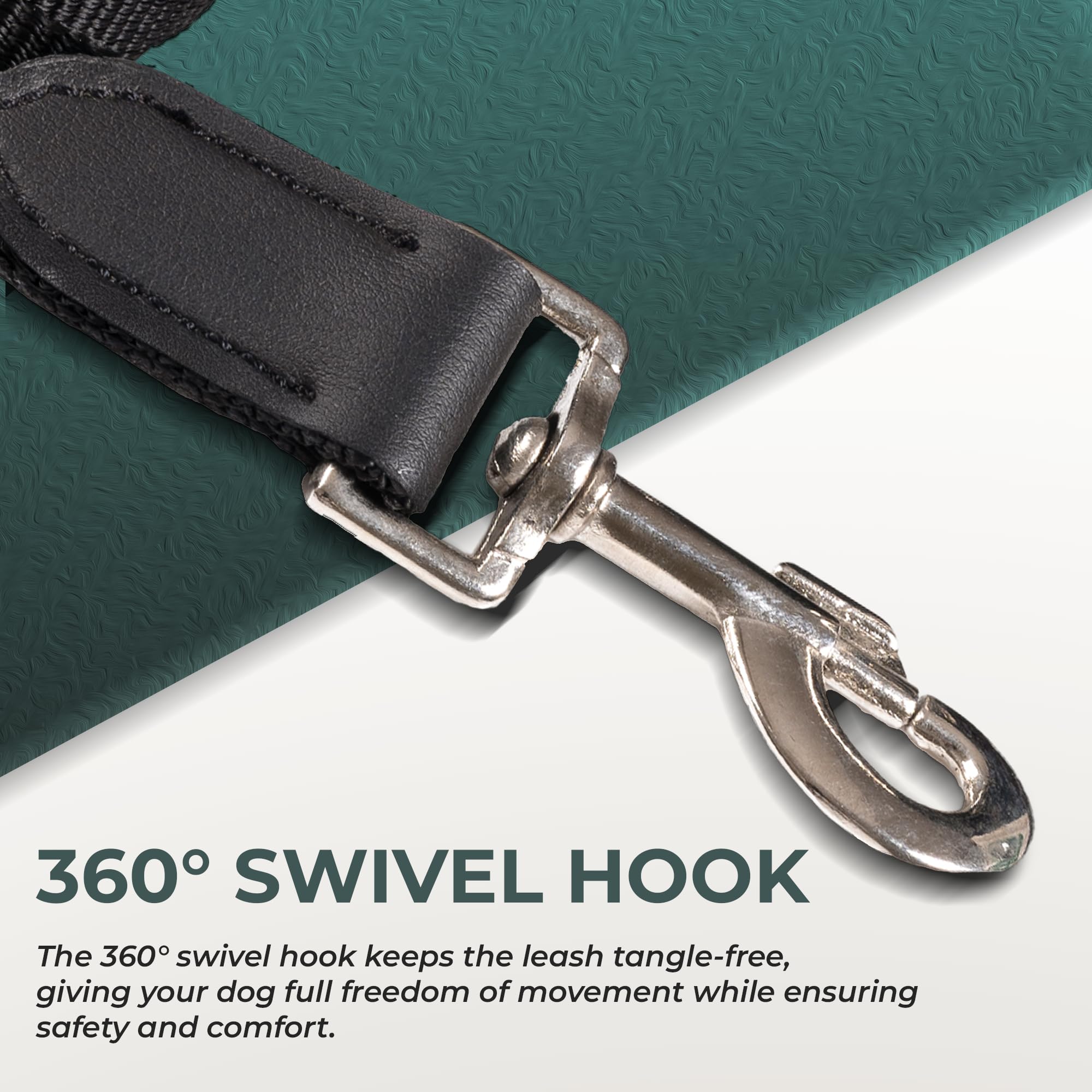 Adil’s 5FT Adjustable Nylon Dog Leash with Soft Leather Handle – Durable Long Lead with 360° Swivel Hook – Strong, Tangle-Free Leash for Walking & Training Small, Medium & Large Dogs
