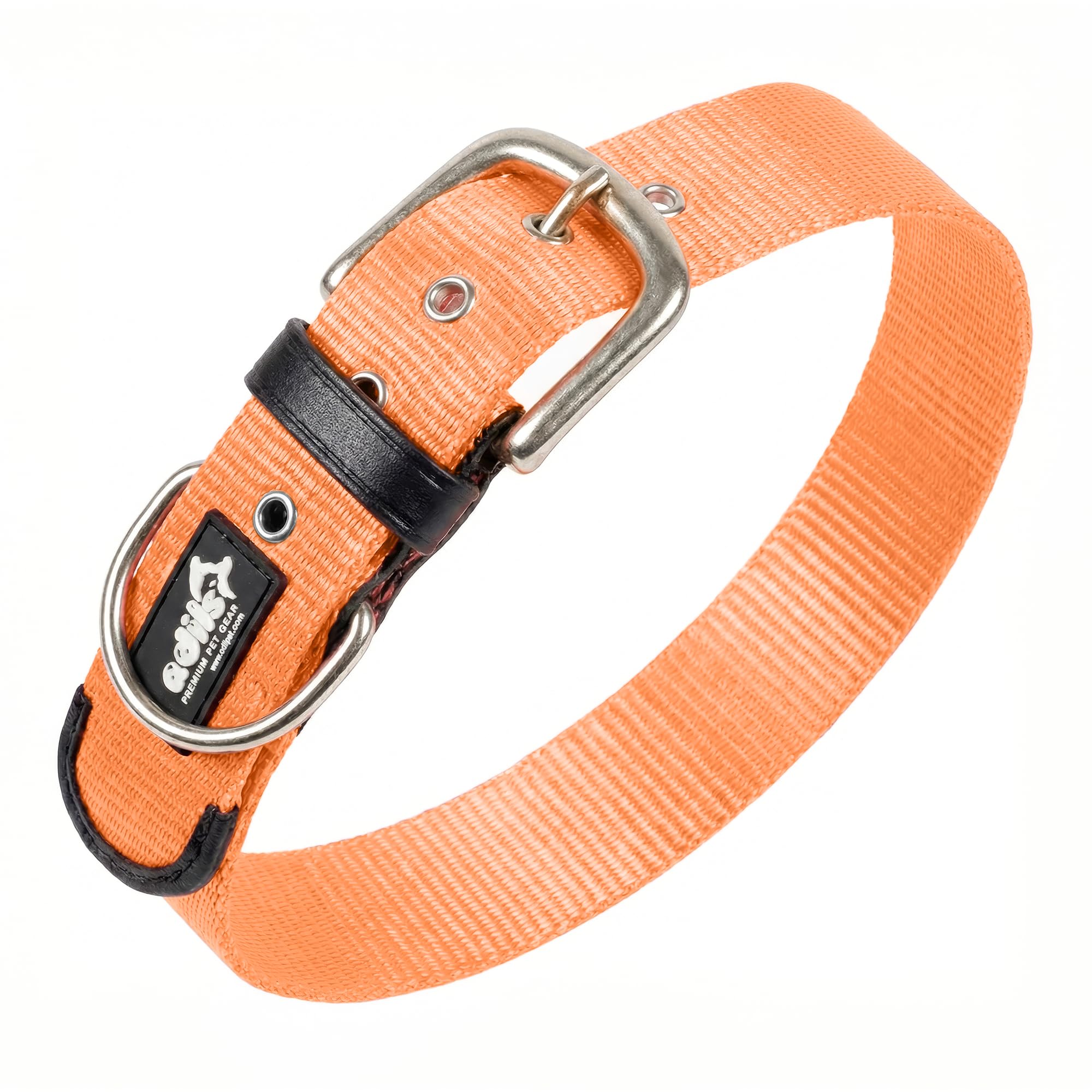 ADIL's Nylon Dog Collar – 1.5 Inch Wide Heavy-Duty Neckbelt with Metal Buckle D-Ring, Adjustable Safety Strap Small Medium Large Pets for Outdoor Walking Training (Beige, S)