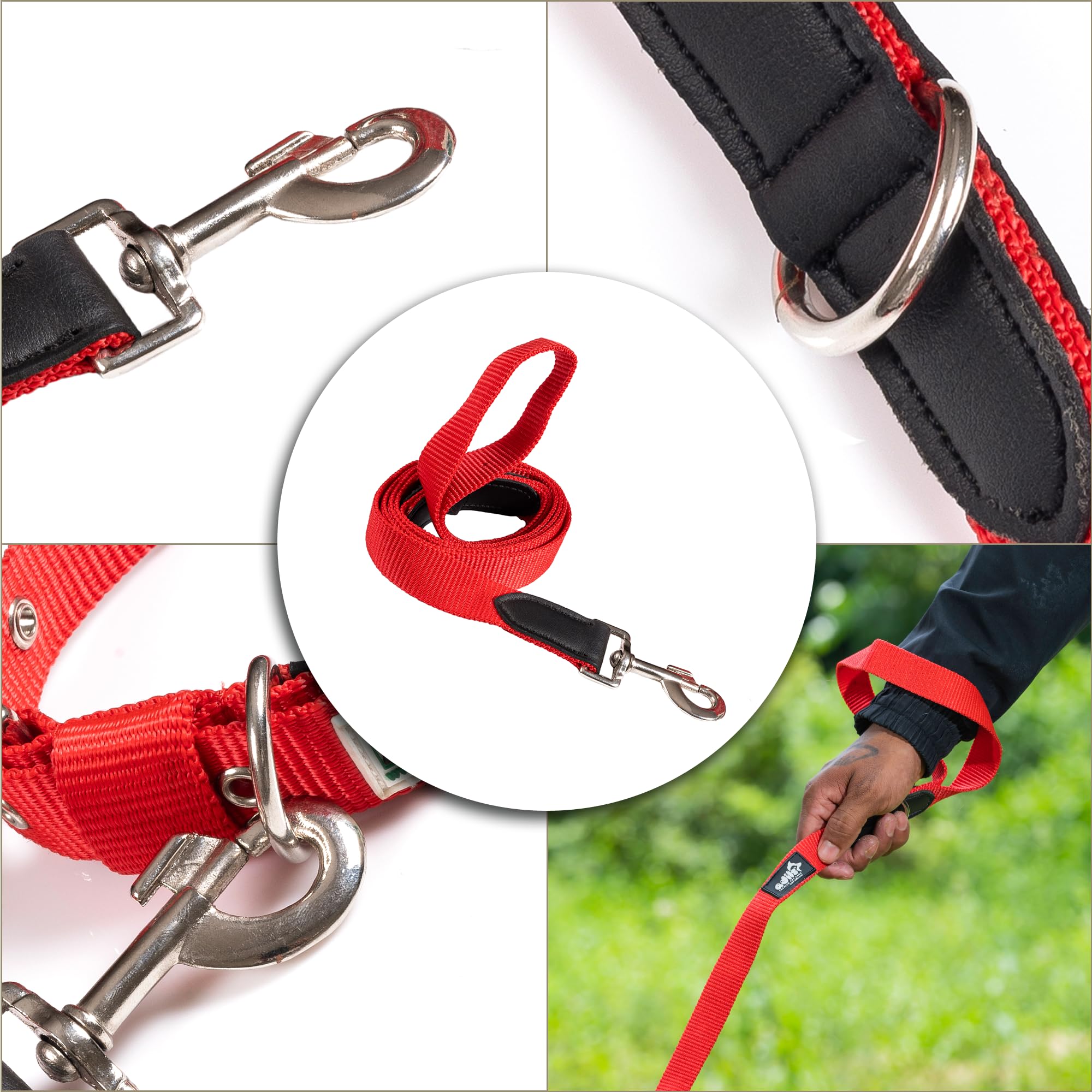 Adil’s 5FT Adjustable Nylon Dog Leash with Soft Leather Handle – Durable Long Lead with 360° Swivel Hook – Strong, Tangle-Free Leash for Walking & Training Small, Medium & Large Dogs