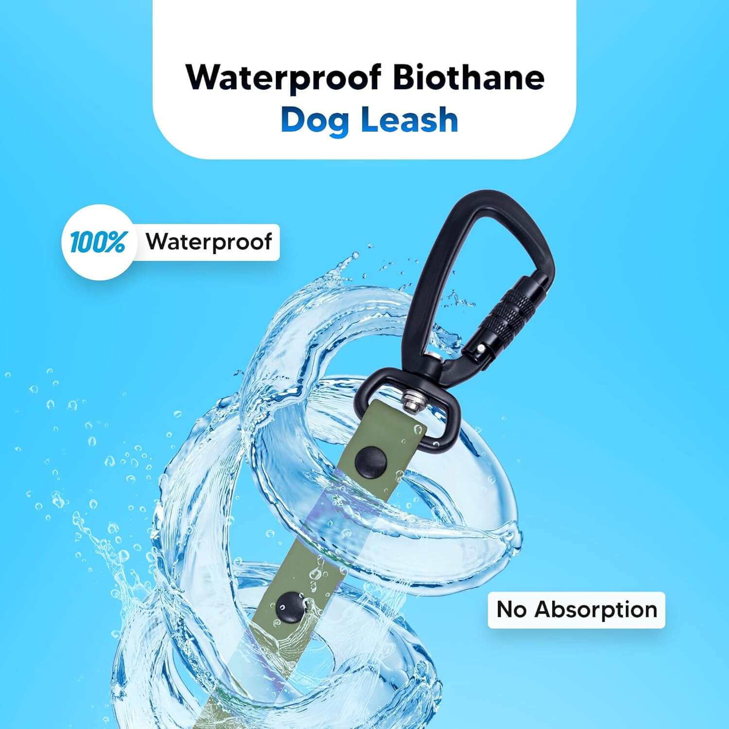Adil’s Biothane Dog Leash - Waterproof Leashes for Dogs, Metal Hook, Adjustable 5ft Length Suitable for Dogs & Puppies, Ideal for Walking, Running & Training