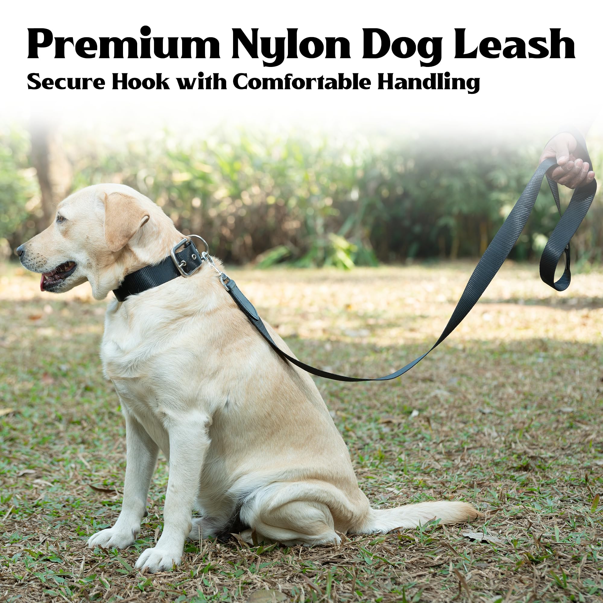 ADIL's Nylon Dog Leash, Heavy Duty Walking Lead with 360° Swivel Metal Hook 1.5 Inch Wide Durable Training Cord with Comfortable Loop Handle for Medium Large Dogs