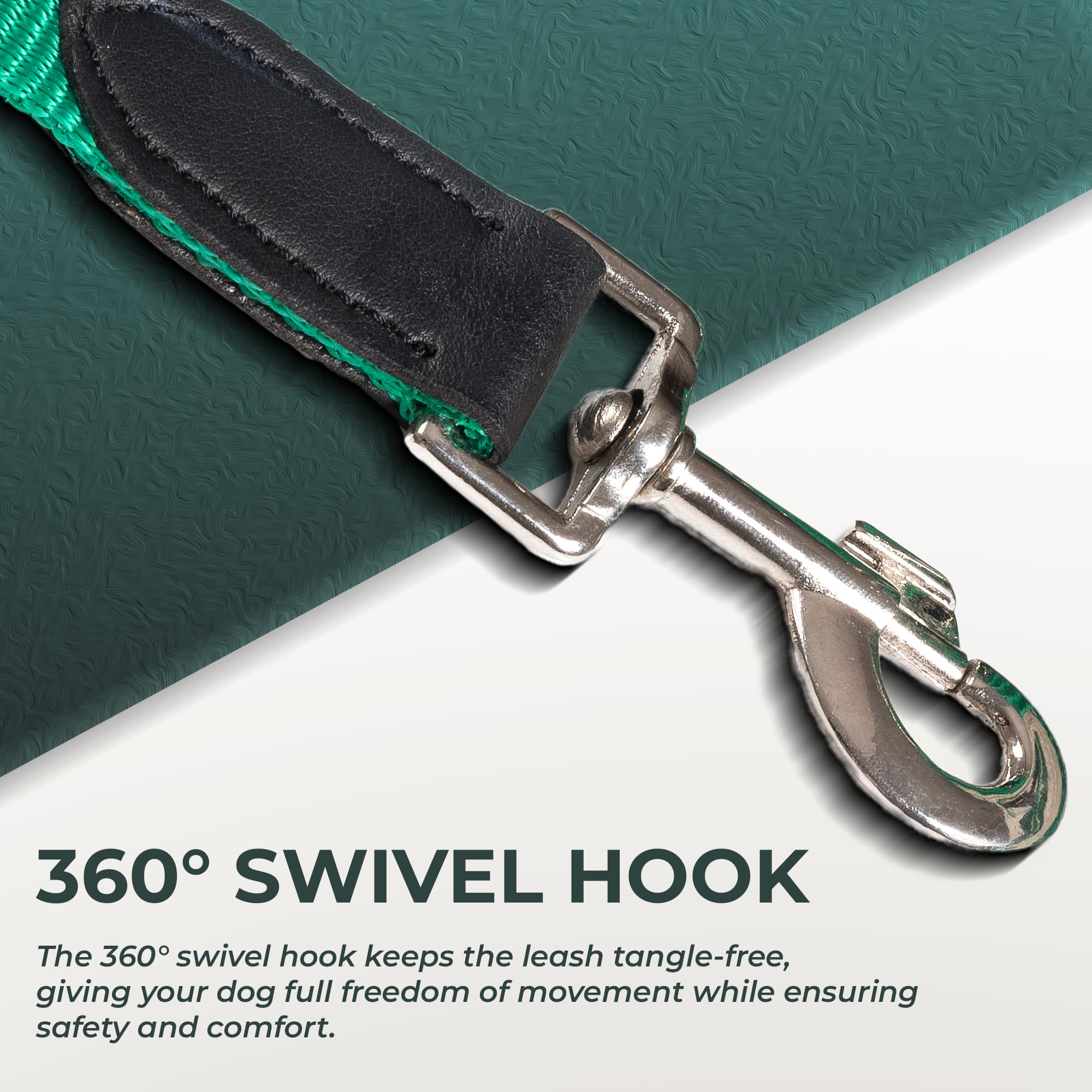 Adil’s 5FT Adjustable Nylon Dog Leash with Soft Leather Handle – Durable Long Lead with 360° Swivel Hook – Strong, Tangle-Free Leash for Walking & Training Small, Medium & Large Dogs