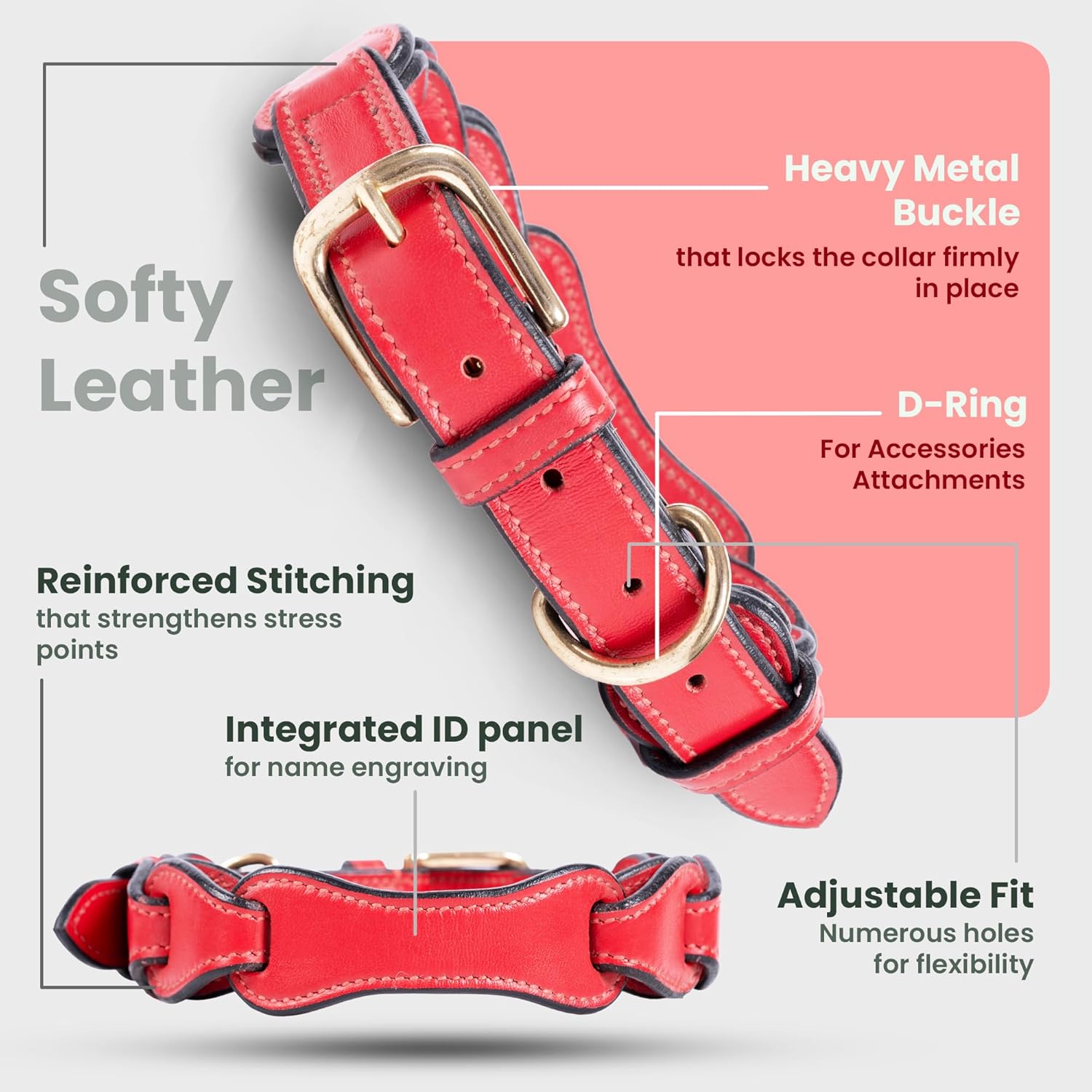 Adil's Leather Personalized Dog Collar (Softy Leather) – 1.5 Inch Wide