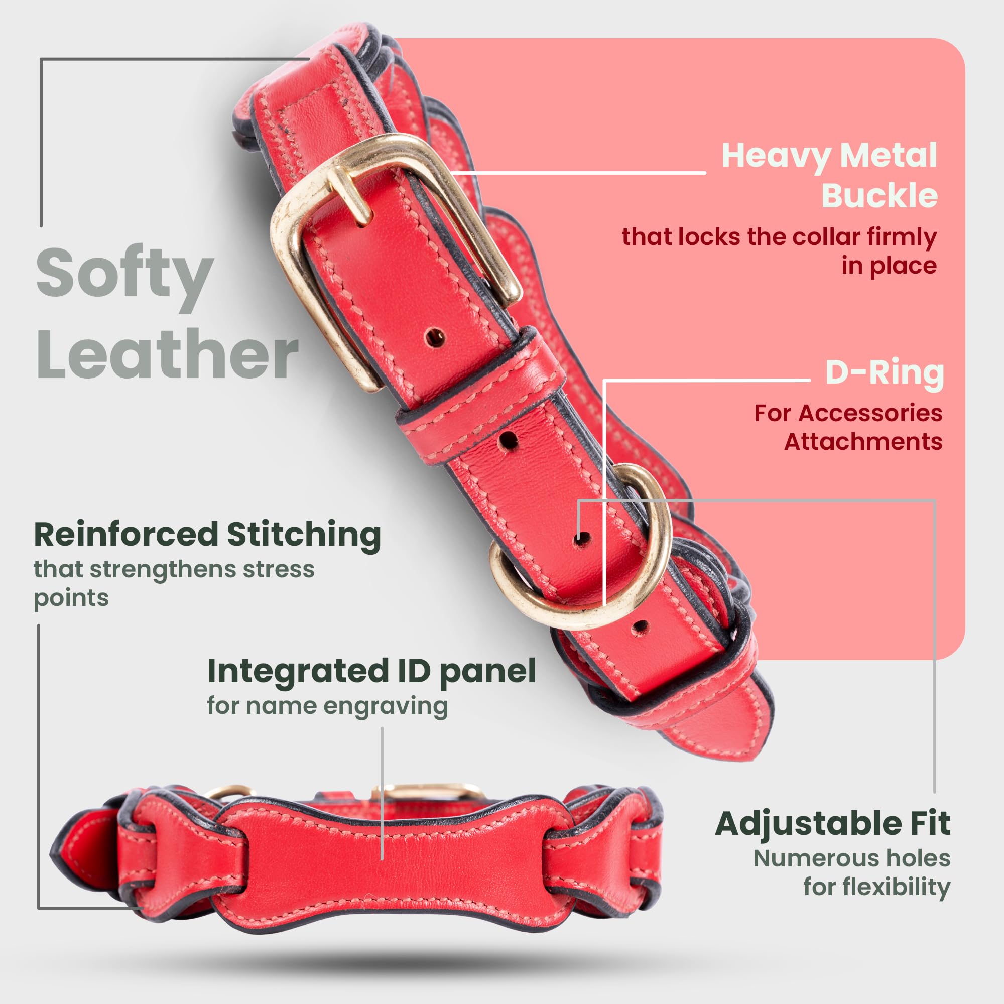 Adil’S Soft Leather Personalized Dog Collar for Large Medium Small Dogs Neck Collar with Personalized Dog Name in Neck Size 12 Inch to 26 Inch