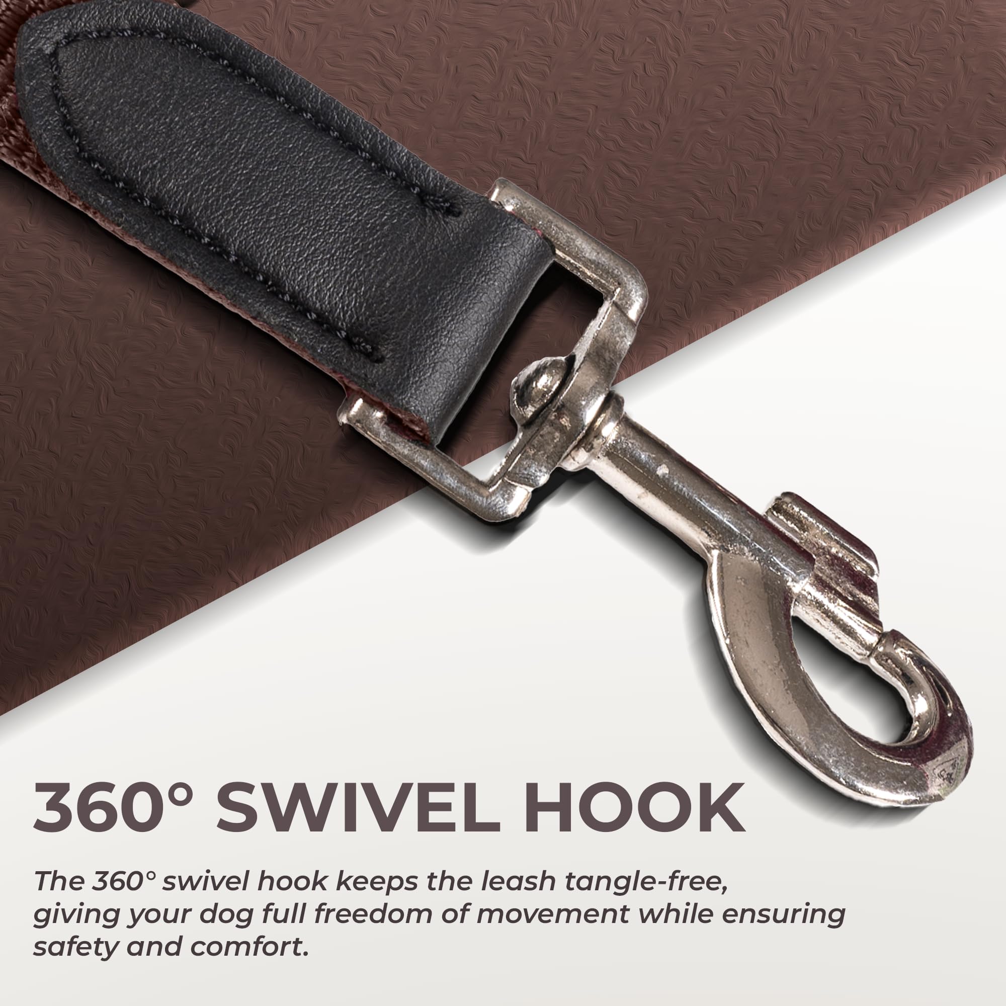 Adil’s 5FT Adjustable Nylon Dog Leash with Soft Leather Handle – Durable Long Lead with 360° Swivel Hook – Strong, Tangle-Free Leash for Walking & Training Small, Medium & Large Dogs